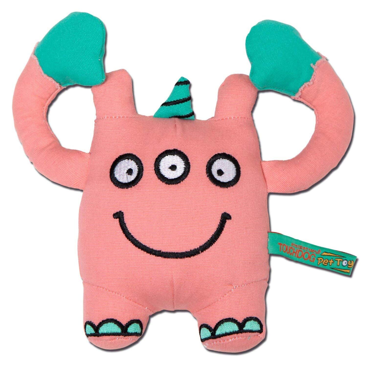 Touchdog Cartoon Threeeyed Monster Plush Dog Toy, One Size, Pink