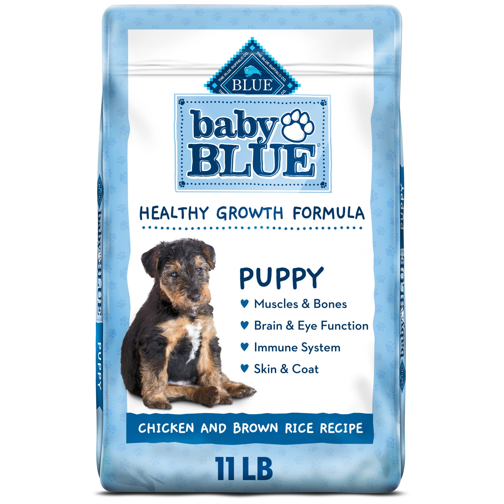 Blue Buffalo Baby Blue Natural Dry Food for Puppies, Healthy Growth Formula with DHA, Savory Chicken Recipe, 11-lb. Bag