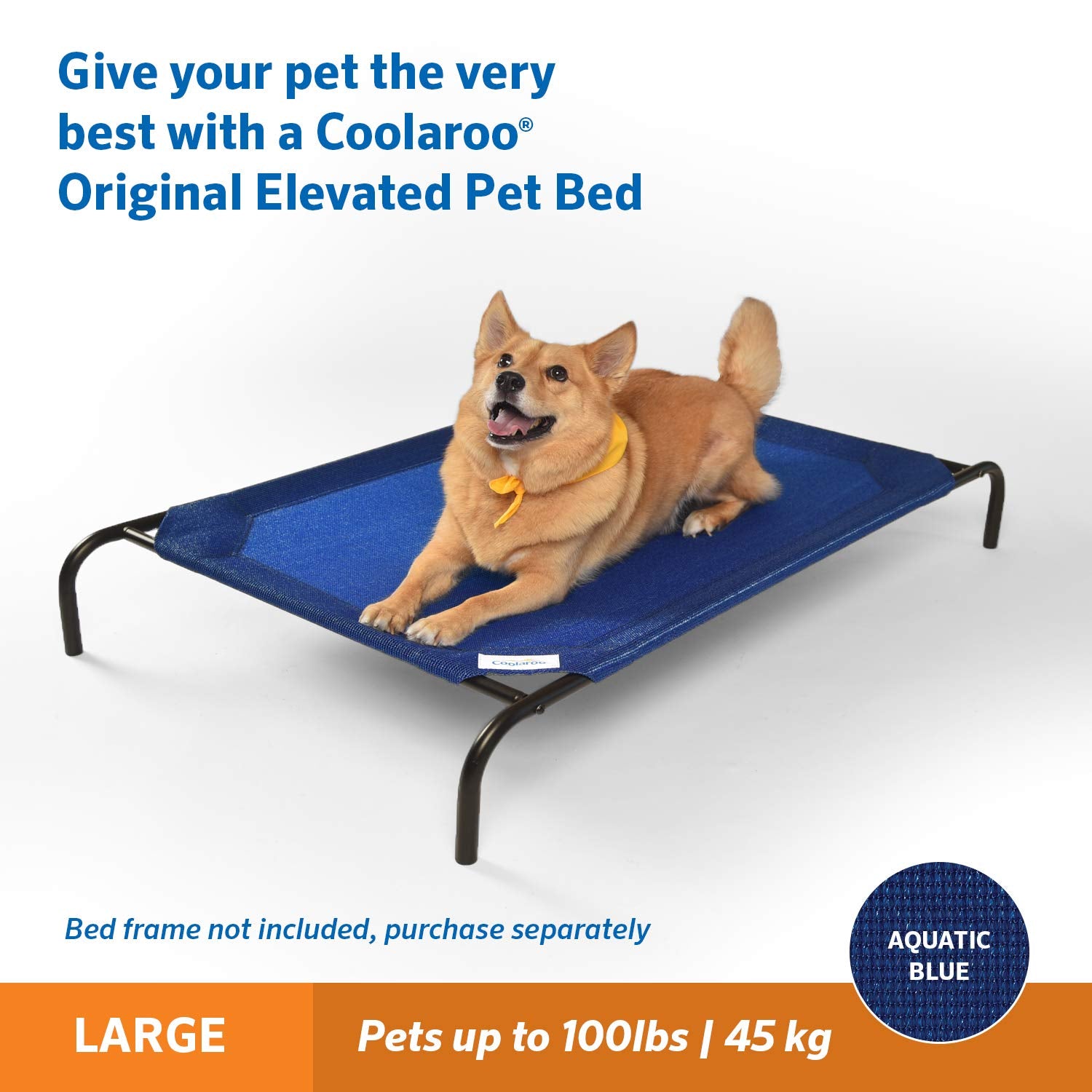 Coolaroo Elevated Pet Bed Replacement Cover - Large, Aquatic Blue, High Density Polyethylene (Model: 461966)