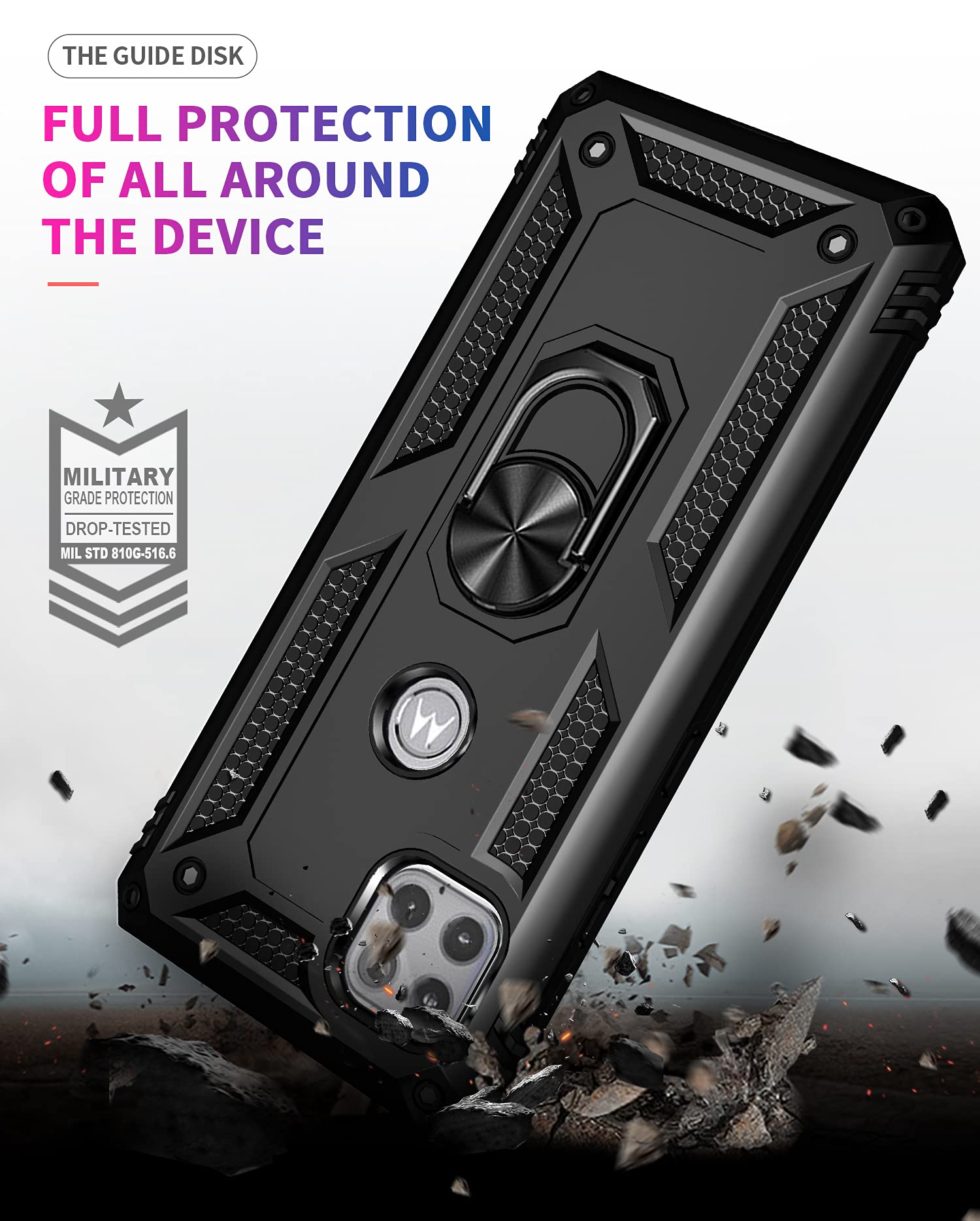 Military Grade Drop Impact For Moto One 5G Ace Case Motorola One 5G Ace G 5G Case 360 Metal Rotating Ring Kickstand Holder Armor