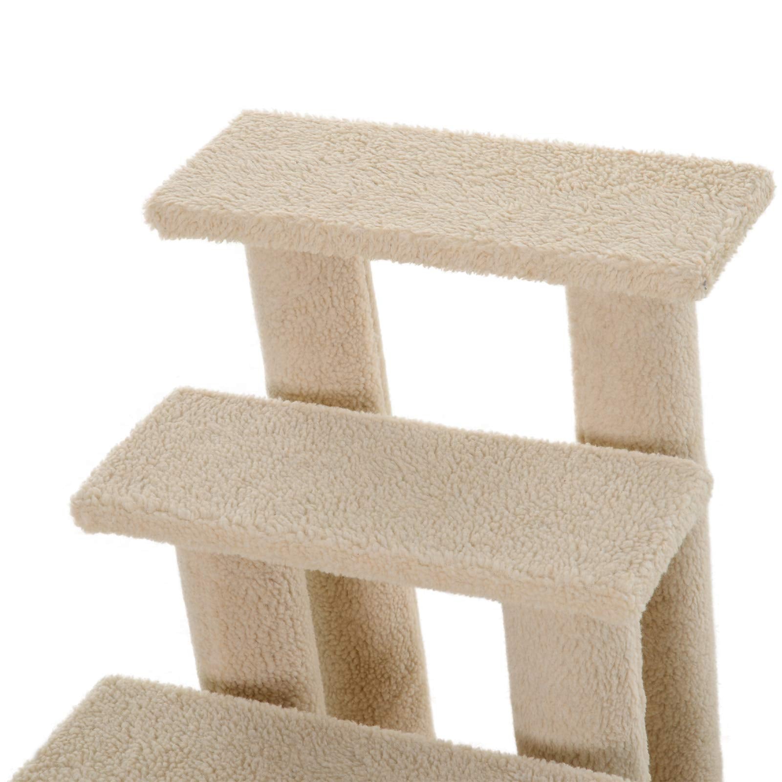 Pawhut 25'' 4-Step Multi-Level Carpeted Cat Scratching Post Pet Stairs - Light Brown