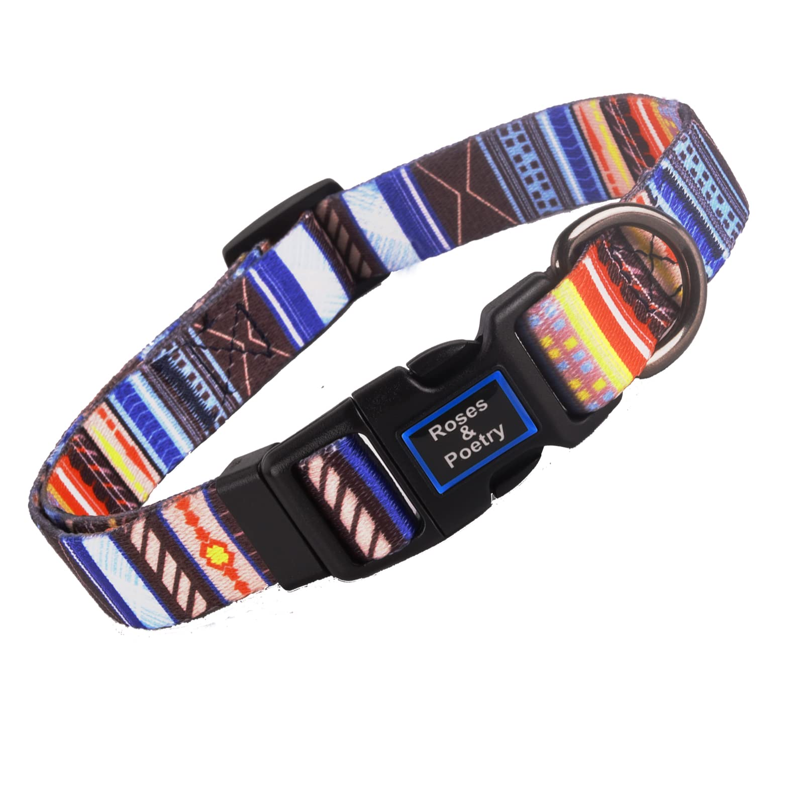Roses&Poetry Dog Collar With Colourful Stripe Patterns, Adjustable Durable Puppy Collars For Small Medium Large Dogs (Stripe-Xs)
