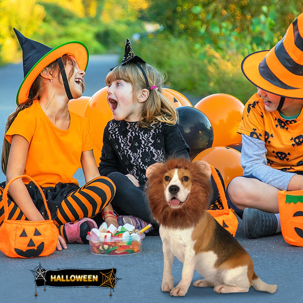Vivifying Lion Mane For Dog, Adjustable Halloween Lion Costume Wig With Ears For Medium Dogs, Realistic & Funny Accessory Perfect For Parties And Photoshoots (Medium, Brown&Black)