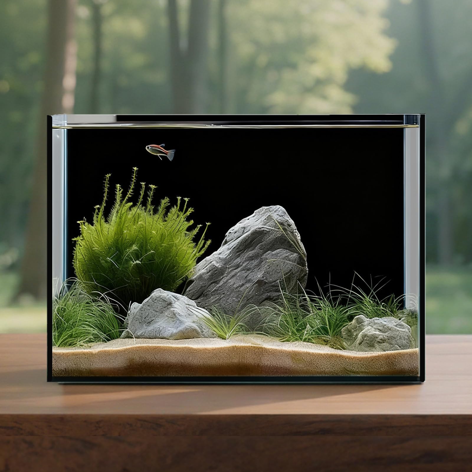 3 Gallon Glass Fish Tank Cube, Small Aquarium Fish Bowl for Betta Goldfish Snails Shrimp Aquatic Planting, Easy to Maintain Ultr