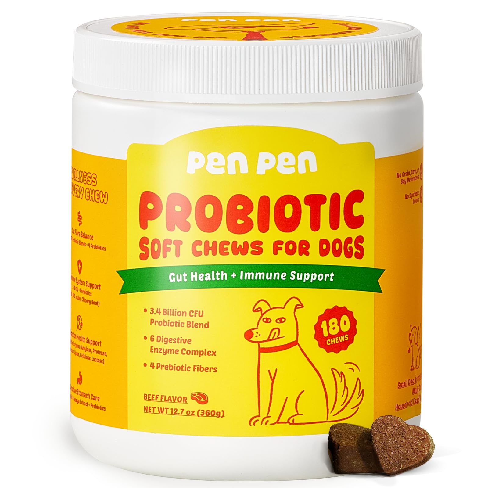 PENPEN Probiotics for Dogs, Dogs Probiotics for Digestive Health, Multi-Probiotic and Enzyme Blend Promote Gut Health & Immune S