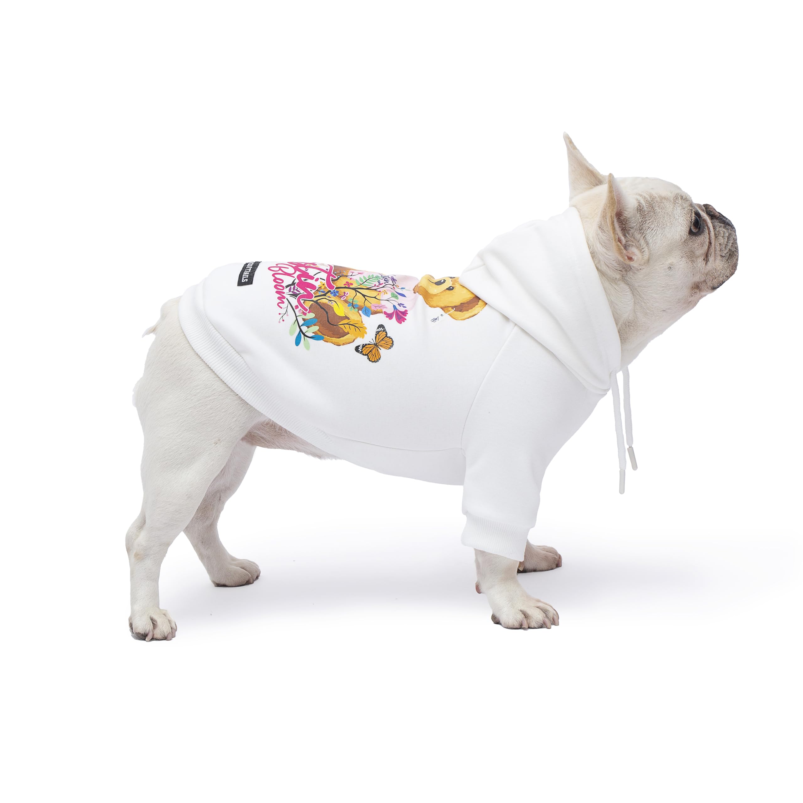 Blooming Teddy Dog Hoodie Dog Clothes Extra Warm Fleece Lining Stretchy Fit for Small Dogs (White, Medium)