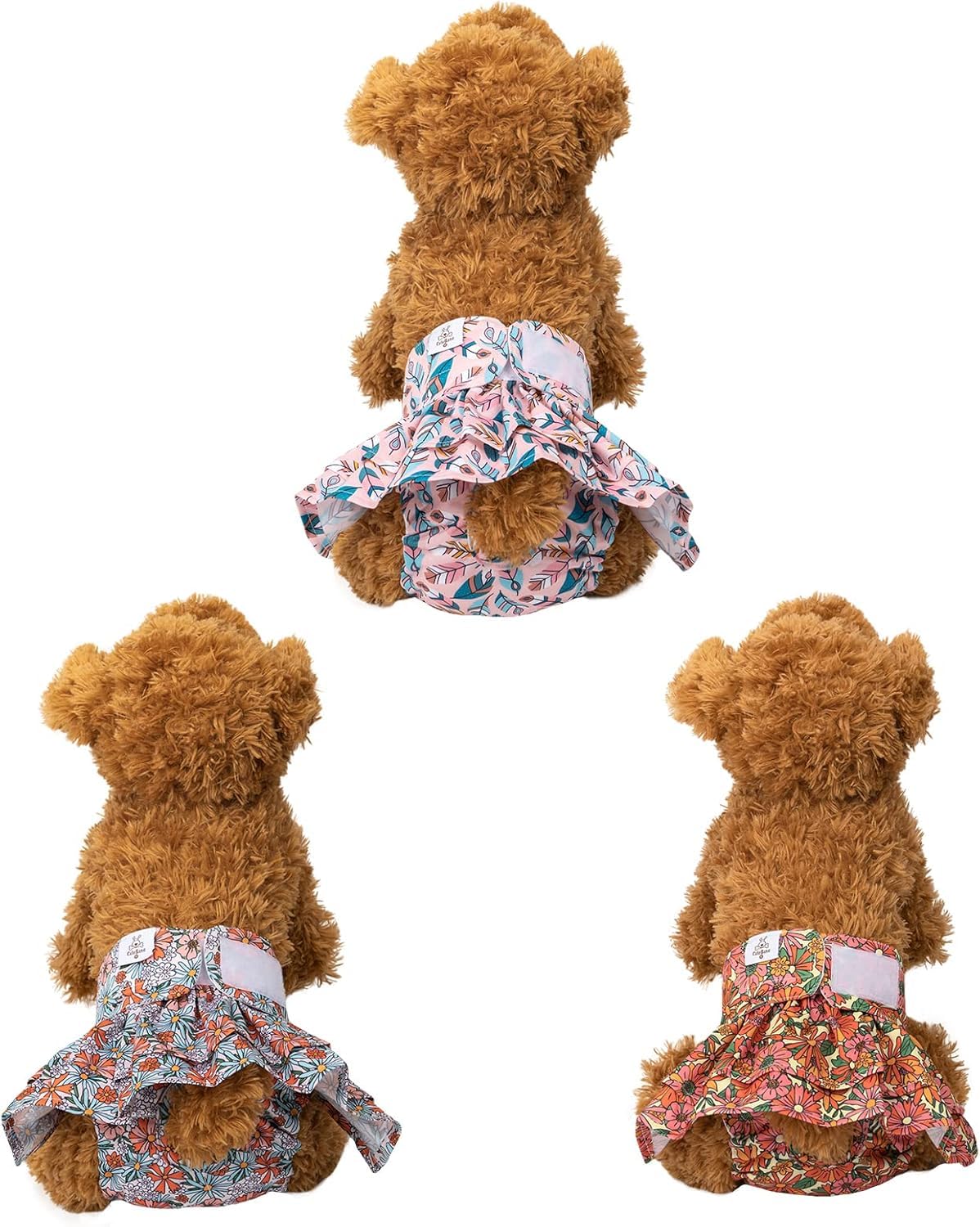 Cutebone Female Dog Diapers With Skirts 3 Pack Reusable Puppy Dresses Pants For Heat Cycle Period Qbd12L