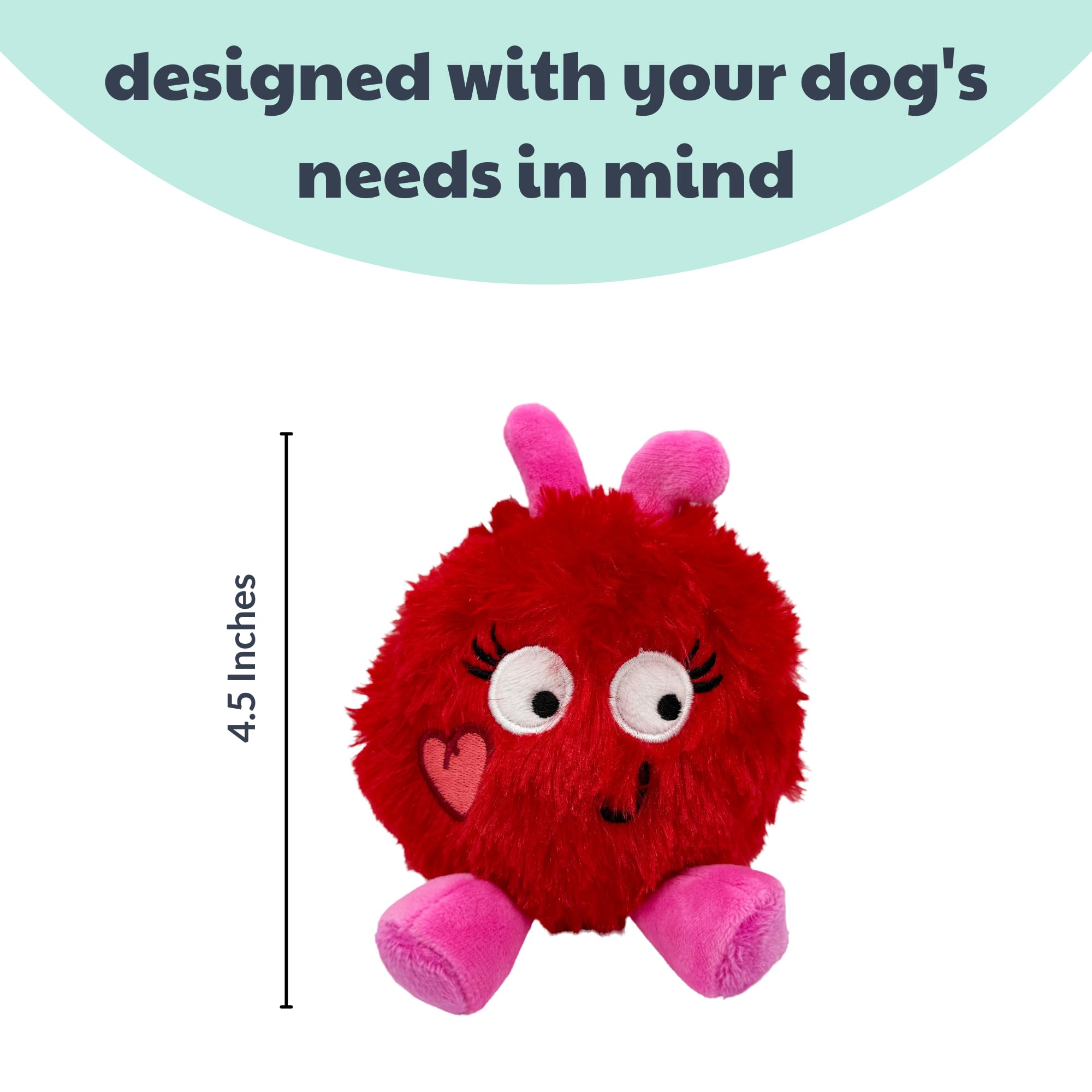 Huxley & Kent For Dogs - Fur Bug (One Size - 4.5'') - Valentine'S Day Power Plush Funny Dog Toy With Squeaker - Fun, Durable - H
