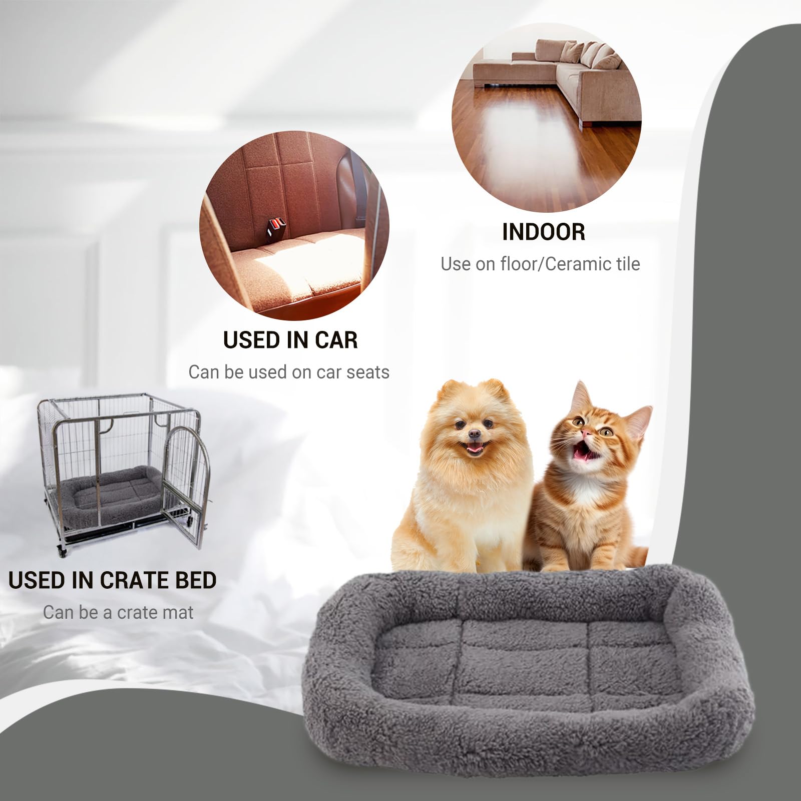 Lesypet Cat Beds For Indoor Cats, Pet Mats For Curl Sleep Plush Cushion Washable Pet Bed For Cats Dogs With Anti-Slip Bottom, Medium 24' X 18'