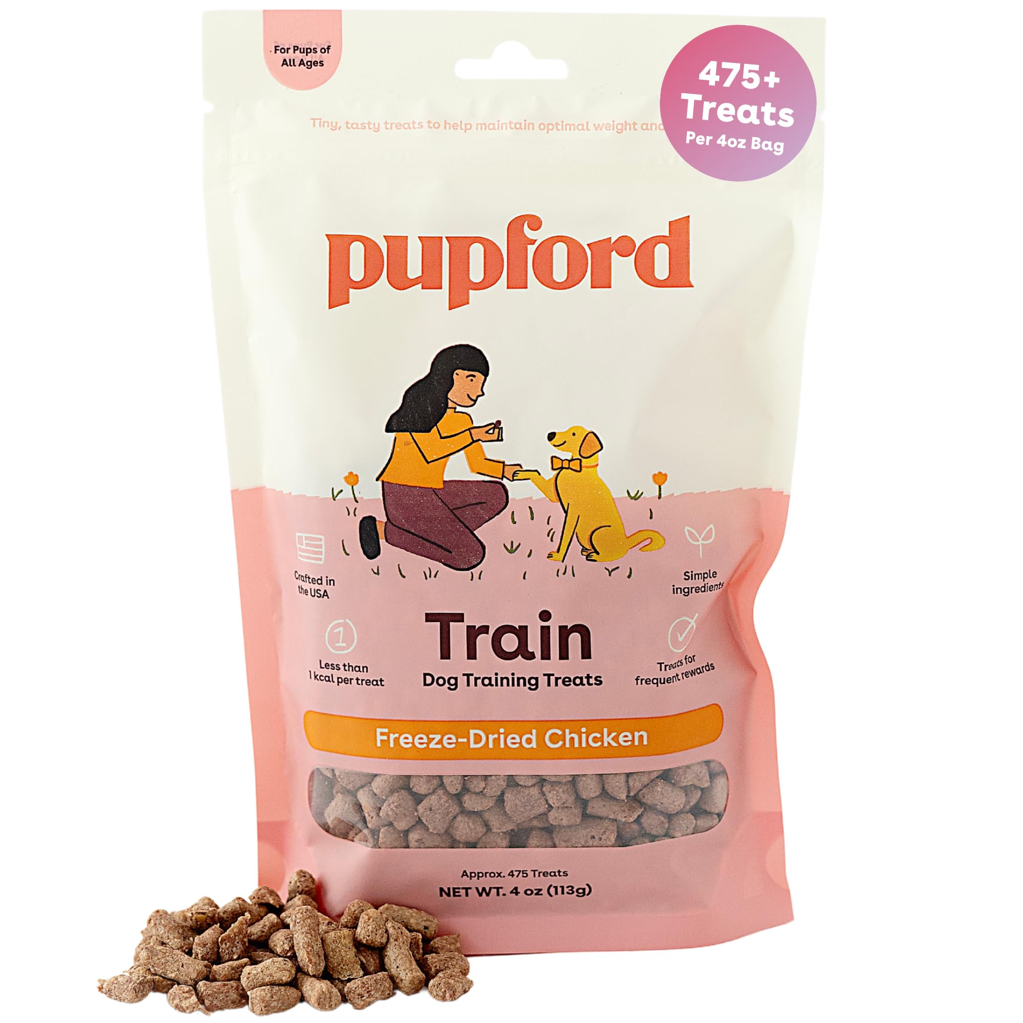 Pupford Freeze Dried Training Treats for Dogs & Puppies, Chicken, 4 oz, 475+ Bites