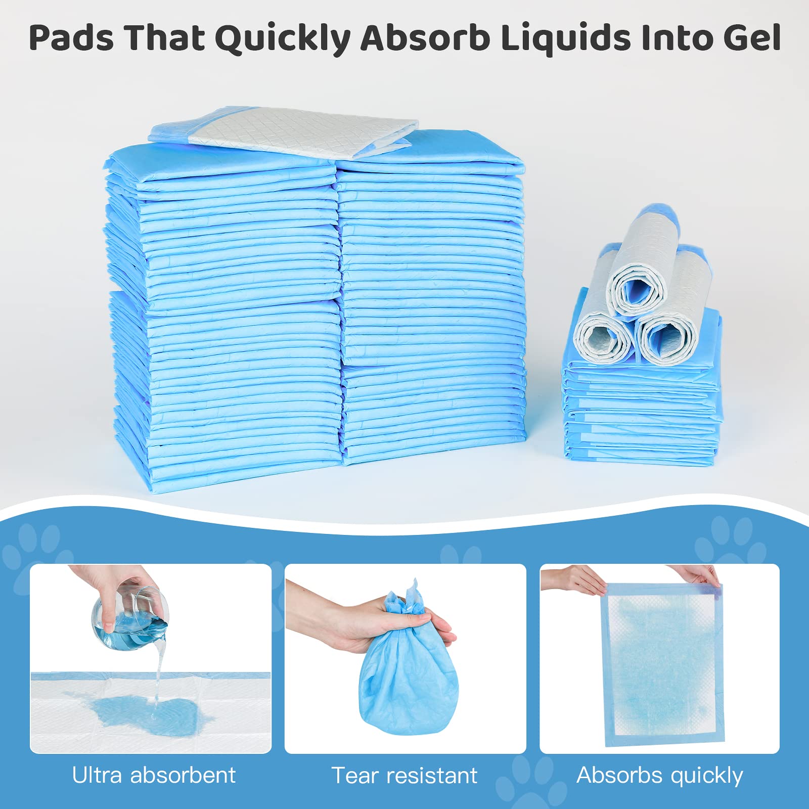 Disposable Puppy Training Pads 100 Count Pee Pads for Dogs, Cats, Rabbits and Guinea Pigs Waterproof Super Absorbent Odour Locki