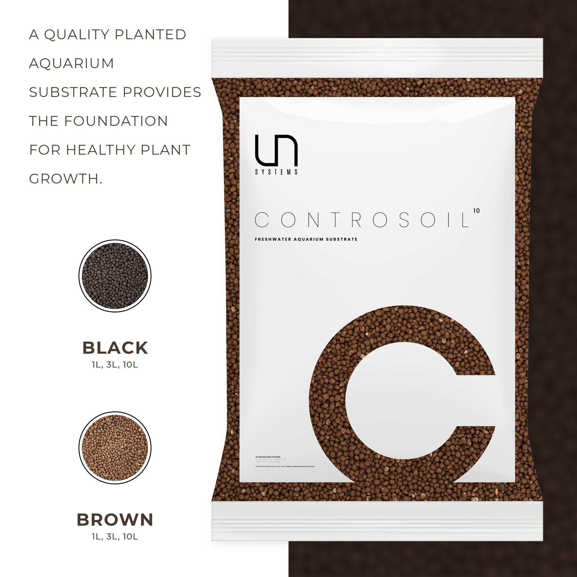 Ultum Nature Systems Controsoil - Aquarium Substrate Soil Porous Gravel for Natural Aquatic Freshwater Planted Fish Tank, Brown