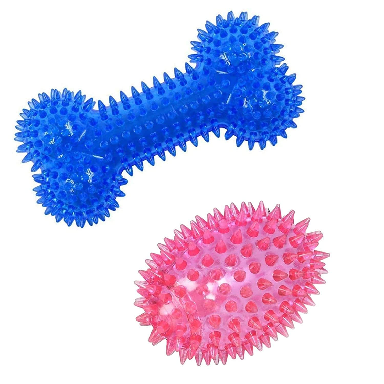 Psk Pet Mart Spike Dental Chew Toy For Dogs (Combo Of 2) Squeaky Spike Bone + Spike Rugby