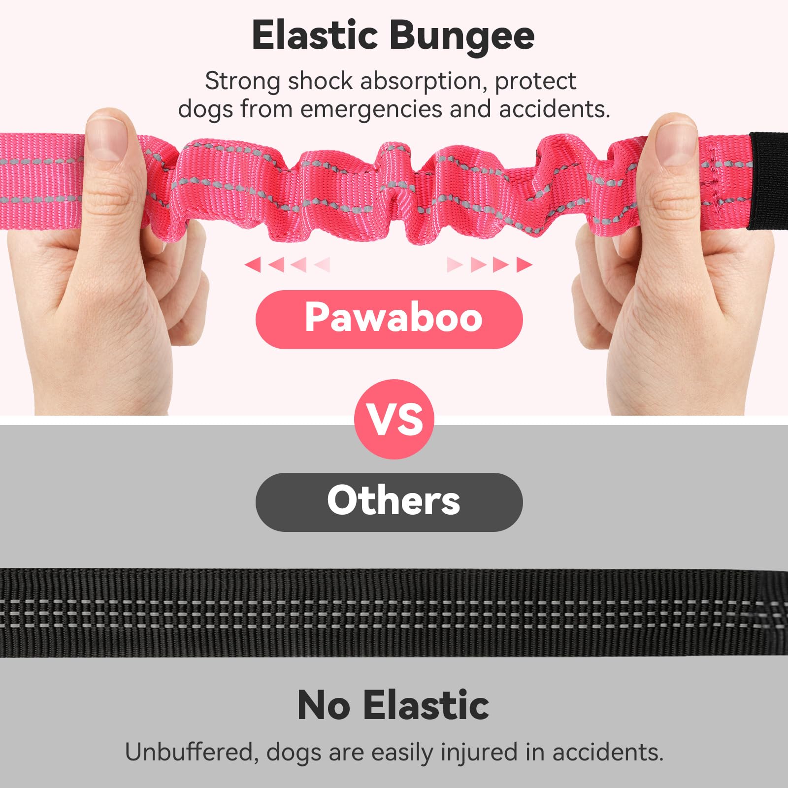 Pawaboo 2Pack Dog Seatbelt For Car, 3-In-1 Dog Car Seat Belt Bungee, Shockproof Dog Tether For Car With Buckle & Hook Latch, Adj