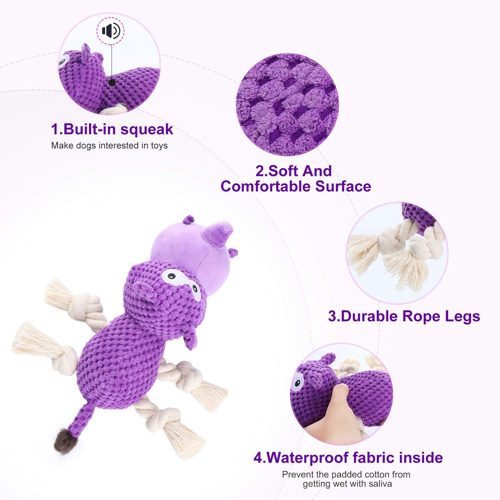 X-XDUN Dog Toys Tough Dog Toys for Large Dogs Plush Dog Toys for Aggressive Chewers Stuffed Dog Toys Durable Squeaky Dog Toys Pu