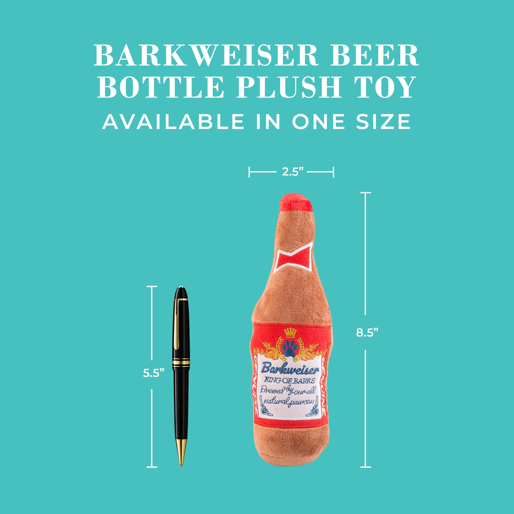 Haute Diggity Dog Barkweiser Beer Bottle, Plush Designer Dog Toys With Interactive Squeaker, Stimulating Pet Enrichment, Machine
