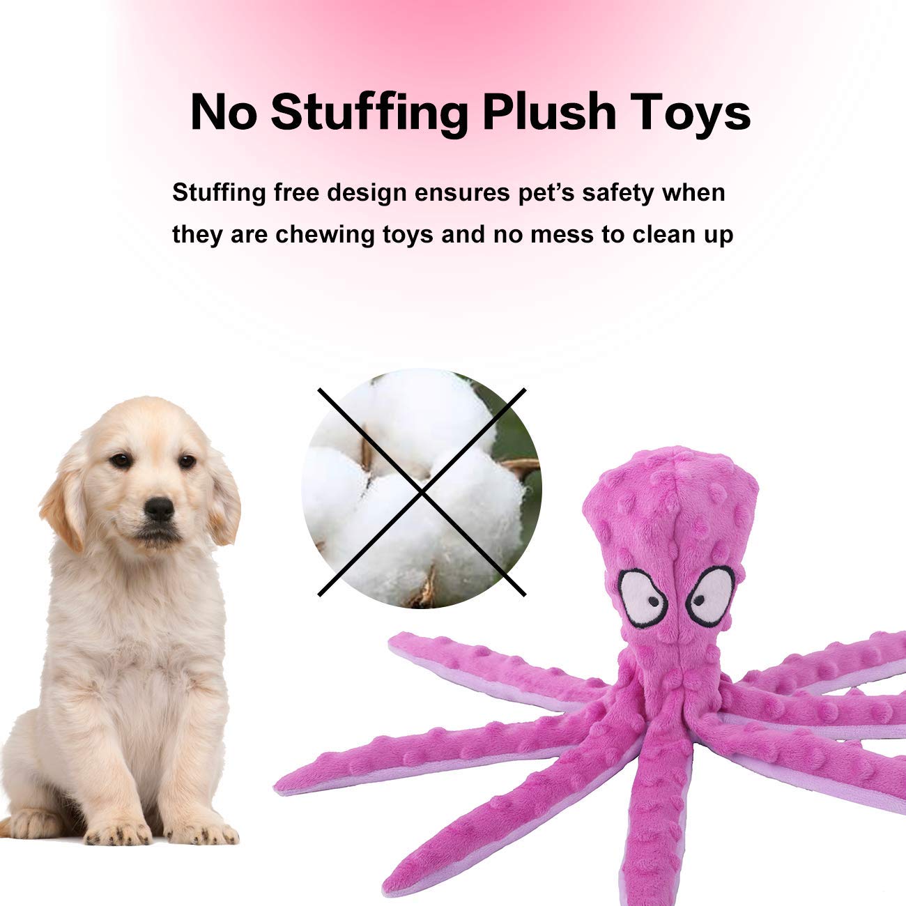Cpyosn Dog Squeaky Toys Octopus - No Stuffing Crinkle Plush Dog Toys For Puppy Teething, Durable Interactive Chew Toys For Small, Medium And Large Dogs Training And Reduce Boredom, 2 Pack