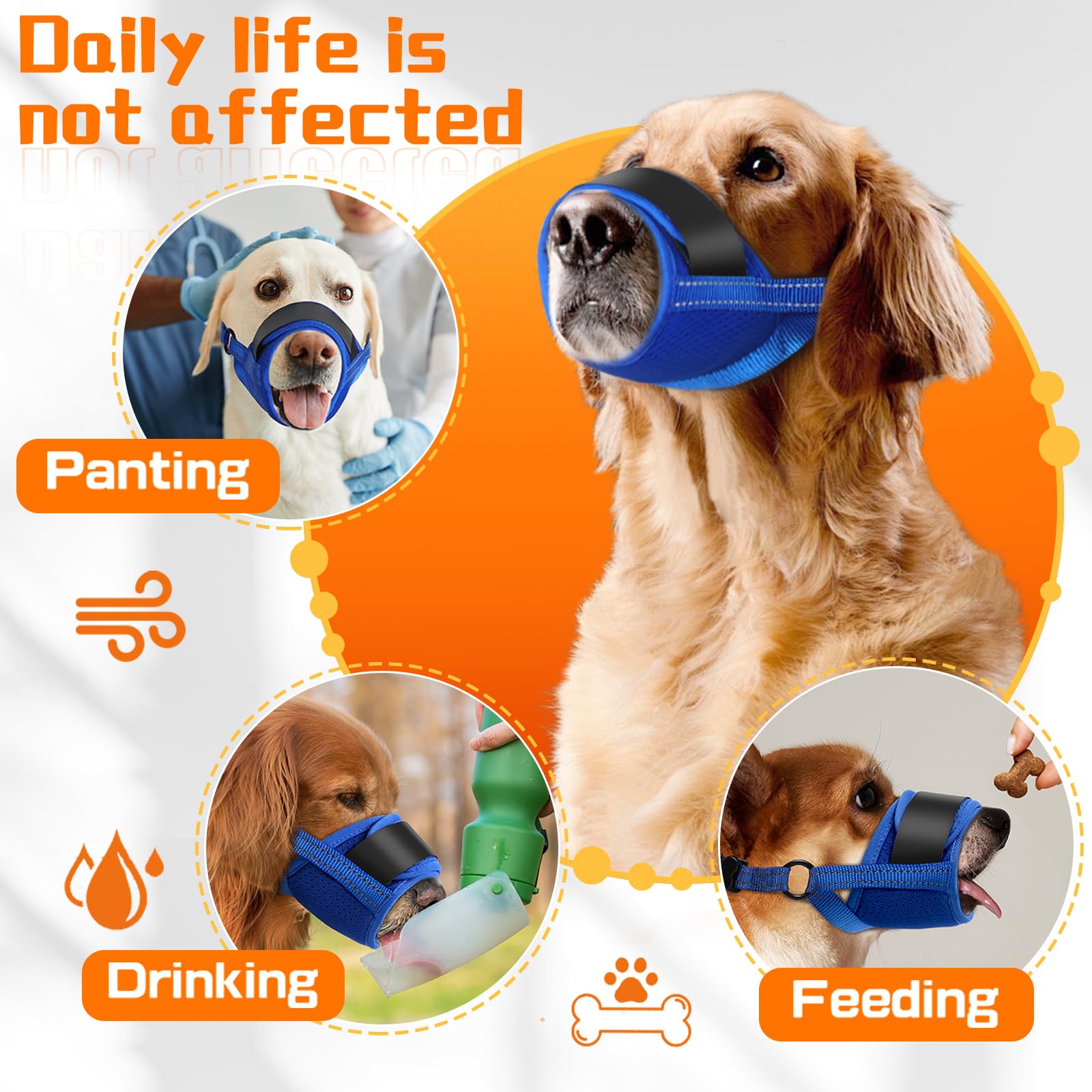 Dog Muzzle, Soft No Barking Bite Mesh Muzzle For Super Large Sized Dogs Anti Chewing, Breathable Muzzle For German Shepherd Labr
