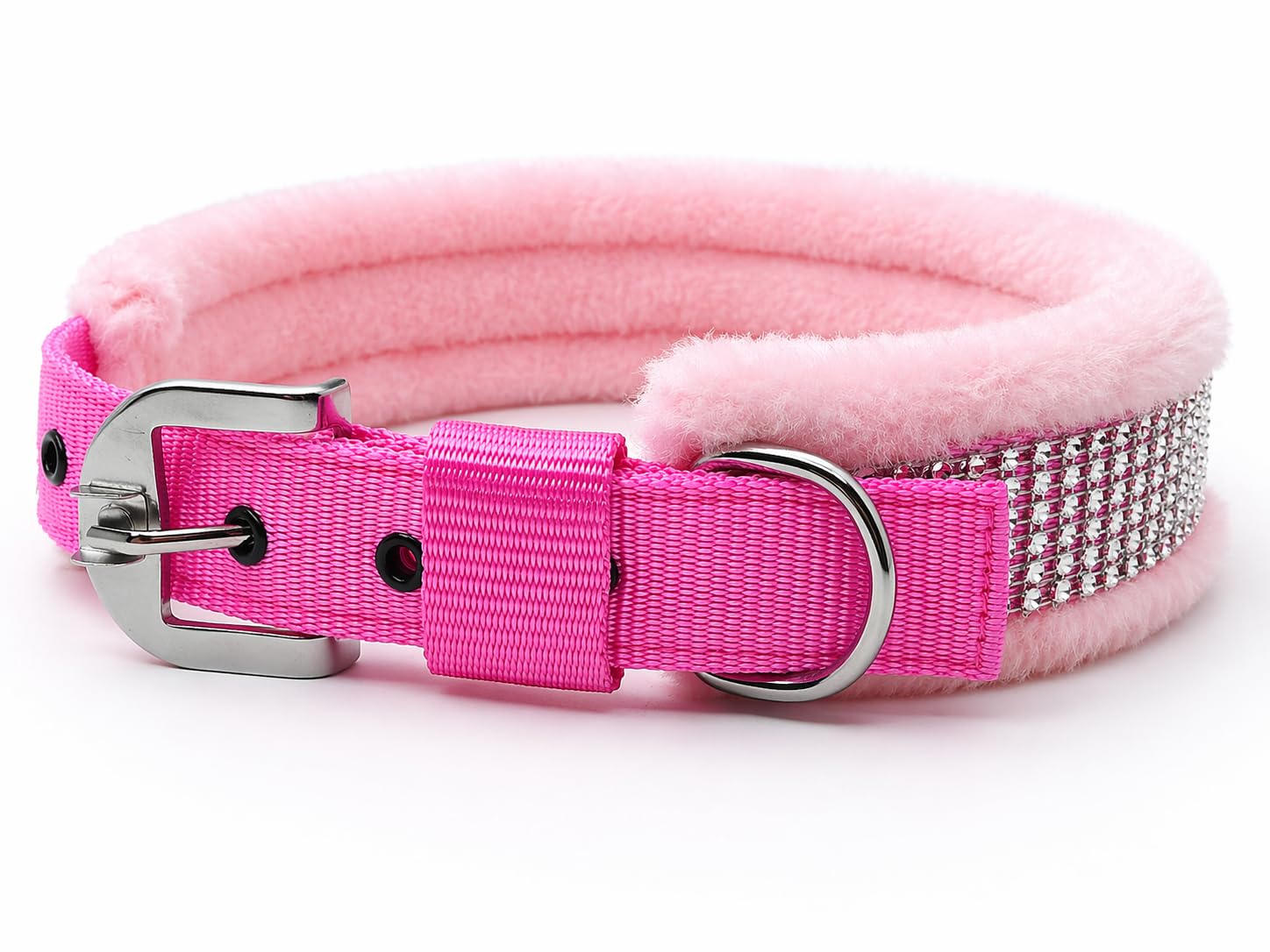 Fur Padded Heavy Duty Dog Collar | Adjustable Nylon Collar For Large Dogs | Soft Cushion Lining | Strong Metal Buckle | Comforta