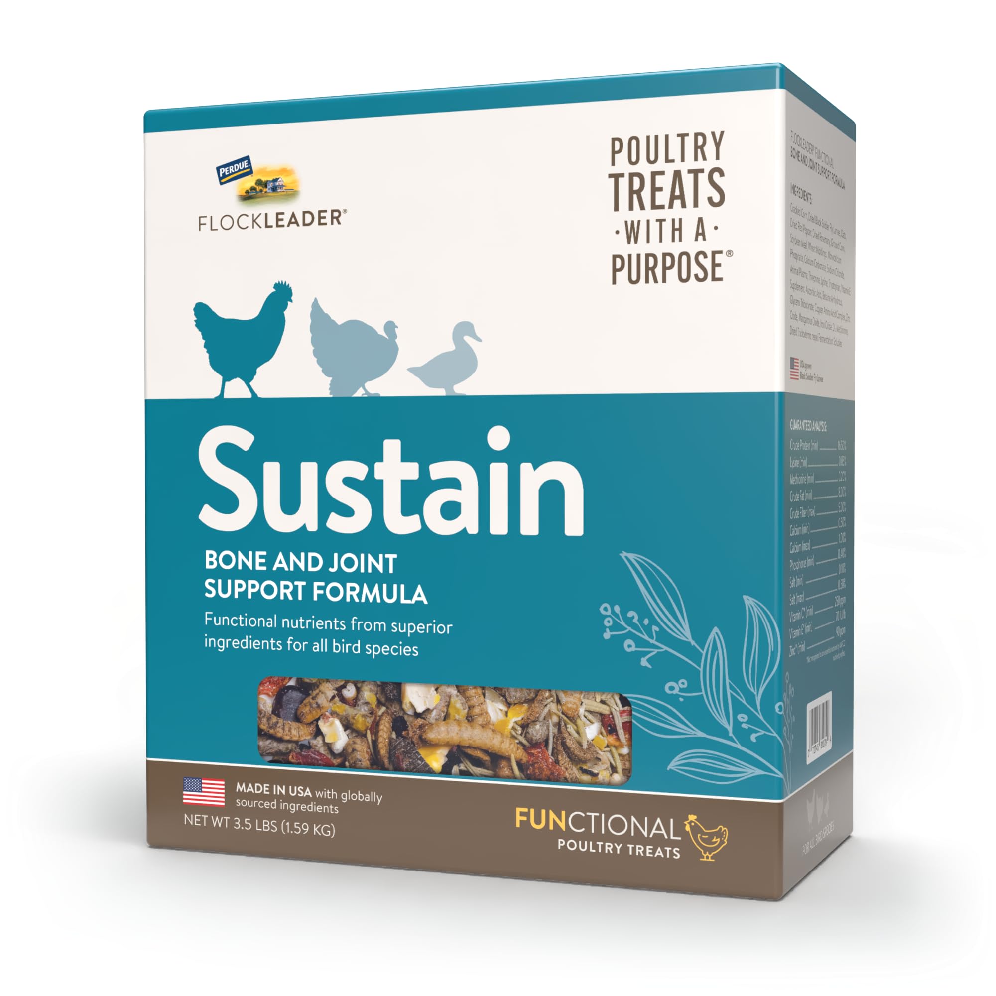 FLOCKLEADER Sustain, Functional Poultry Treats for Bone and Joint Support, 3.5 lb