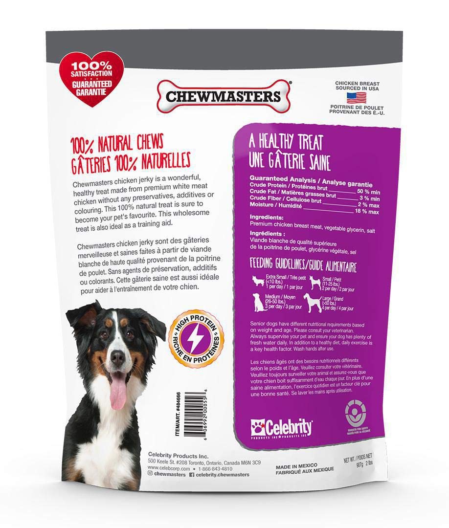 Chewmasters Chicken Jerky Dog Treats - 1 Count, High-Quality Chicken, Grain-Free Snack for Dogs