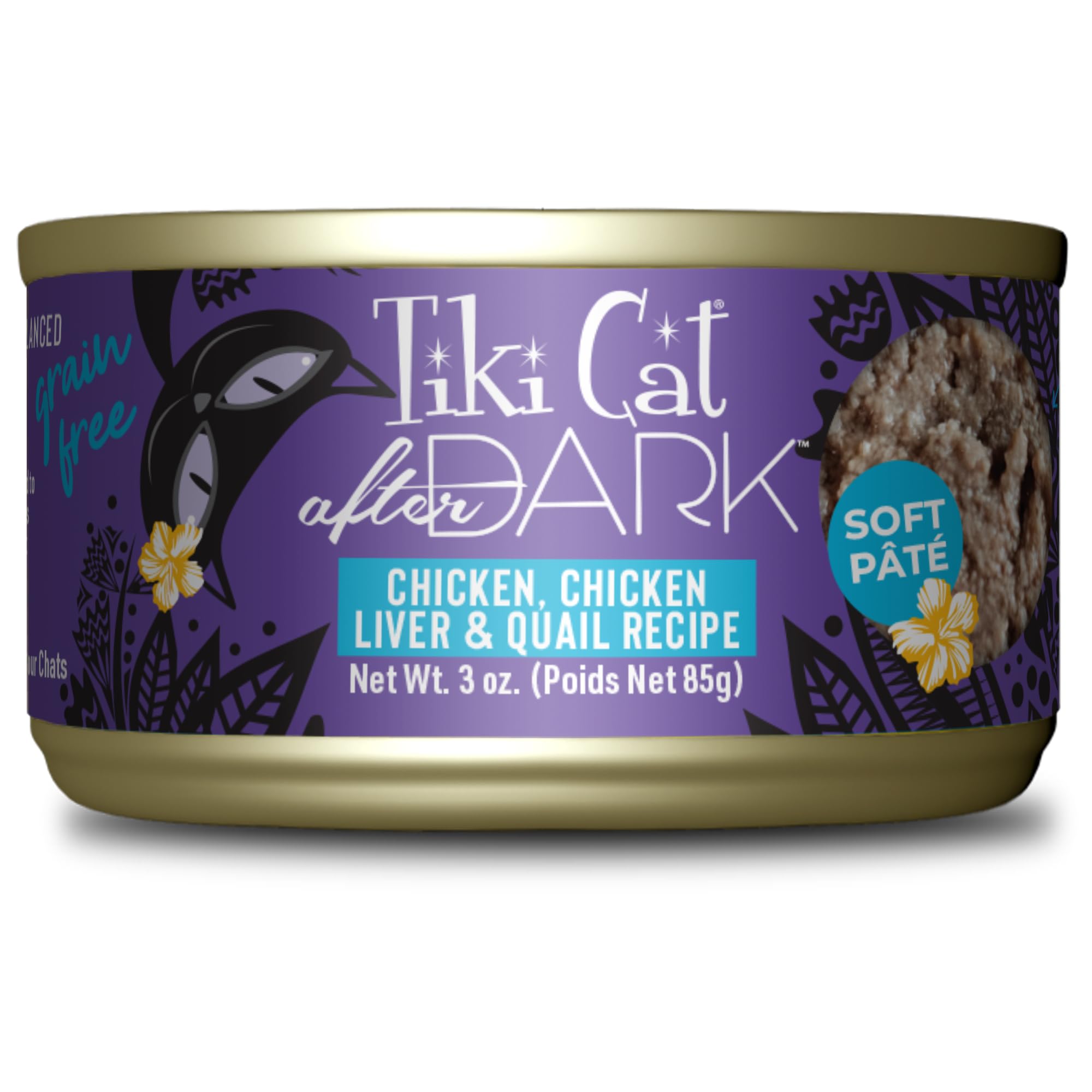 Tiki Cat After Dark Soft Pate, Chicken & Quail Egg, High-Protein and 100% Non-GMO Ingredients, Wet Cat Food for Adult Cats, 3 oz