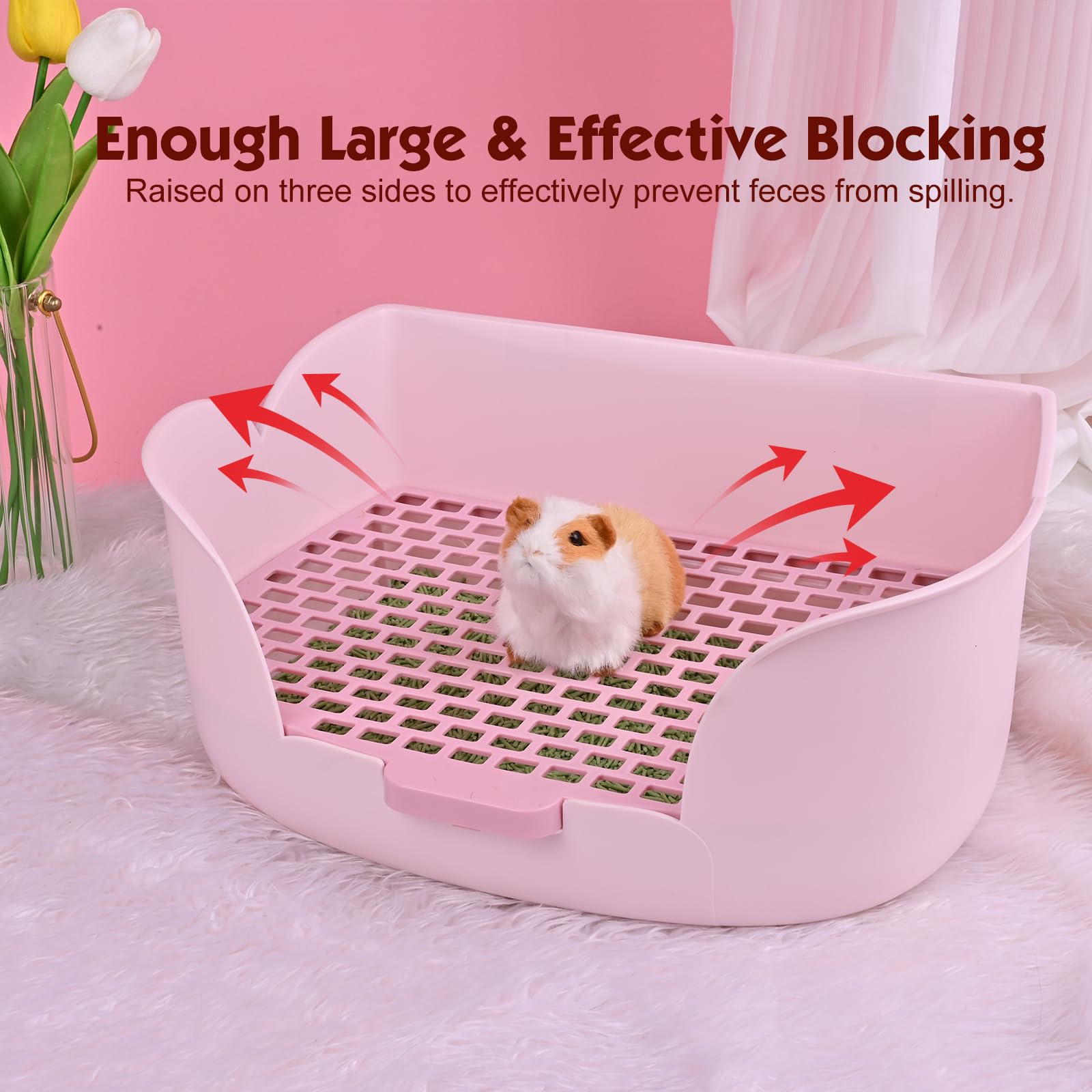 RUBYHOME Large Bunny Litter Box (15.5 x 11.1 x 6.2) Small Animal Litter Pet Toilet Potty Trainer Corner Litter Bedding Box Pet P