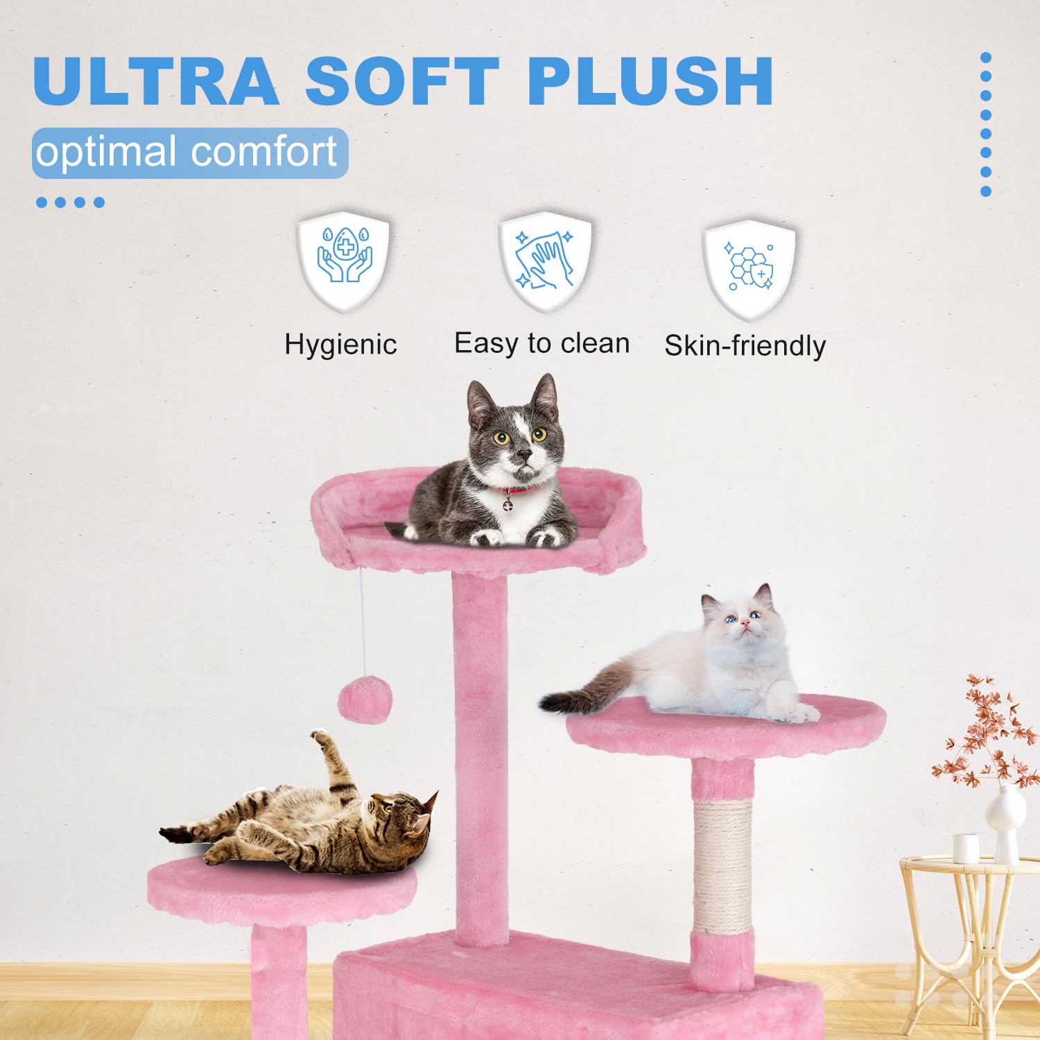 Fdw Cat Tree 54In Cat Tower Multi-Level Durable Cat Scratching Post & Cozy Fun Cat Jumping Platform Space Saving Cat Condo Pet P