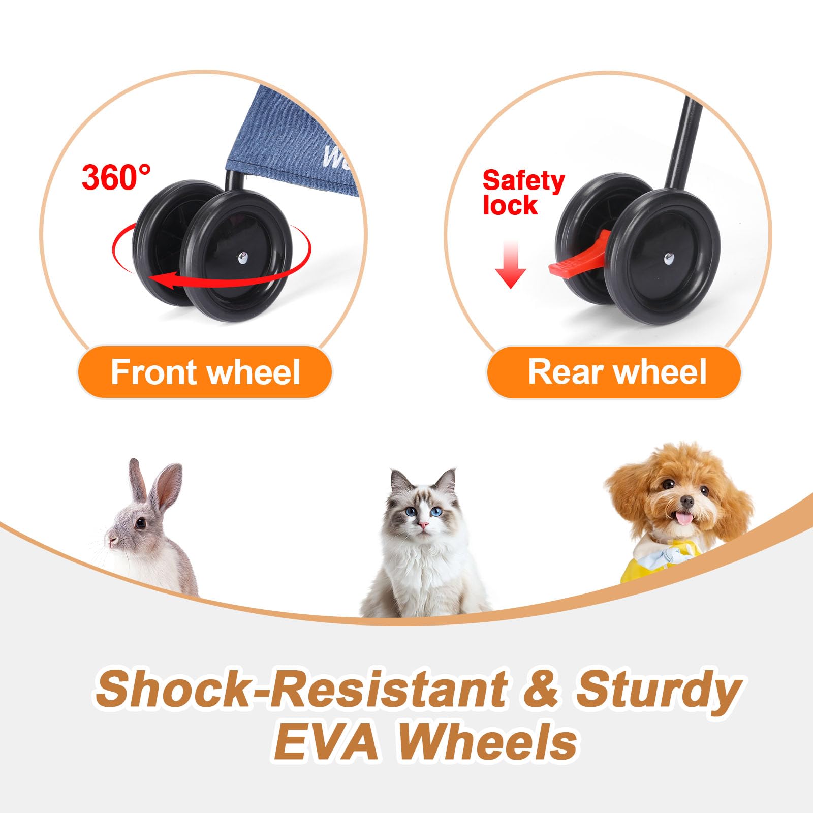 Wedyvko Travel Portable Dog Stroller, Pet Stroller for Small Puppy Dogs & Cats, Up to 33 lbs, Navy Blue