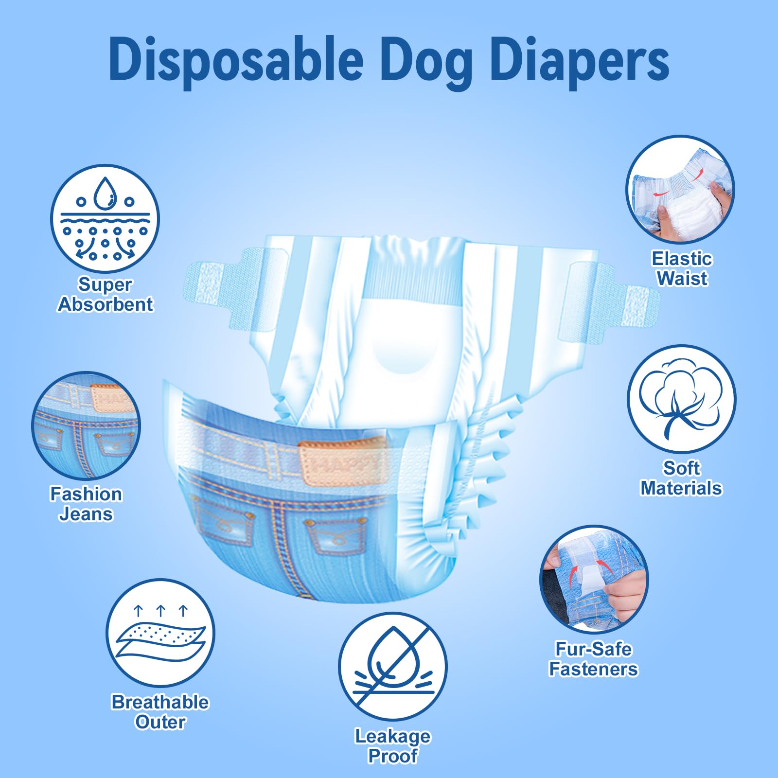 Pet Soft Dog Diapers Female - Disposable Dog Diapers, Cat Diapers For Female Cats, Puppy Diapers 16Pcs Small