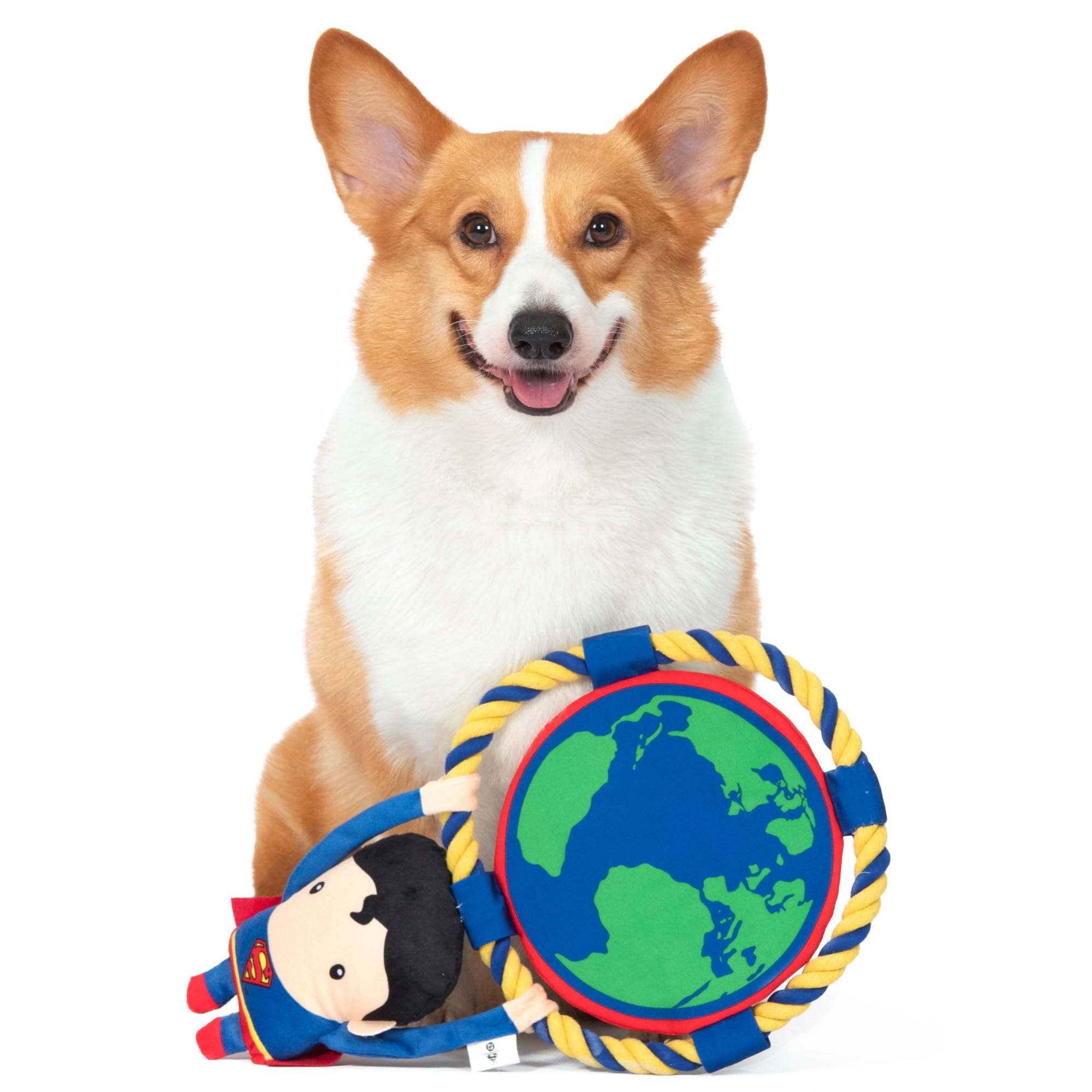 DC Comics Superman 8    Tug & Chew Toy for Dogs, Officially Licensed DC Super Heroes Pet Product