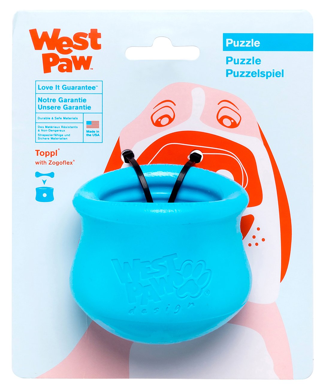WEST PAW Zogoflex Toppl Interactive Treat Dispensing Dog Puzzle Play Toy, 100% Guaranteed Tough, It Floats!, Made in USA, Small,