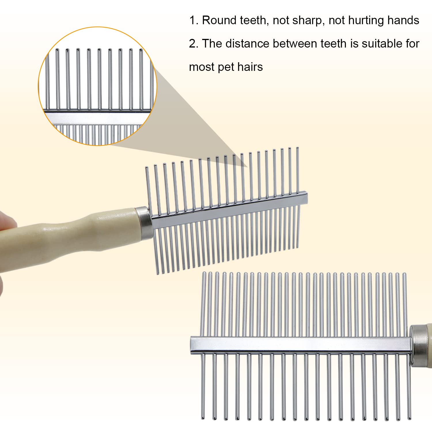 Wooden Handle Grooming Comb For Dogs Cats Pet(Multitooth)