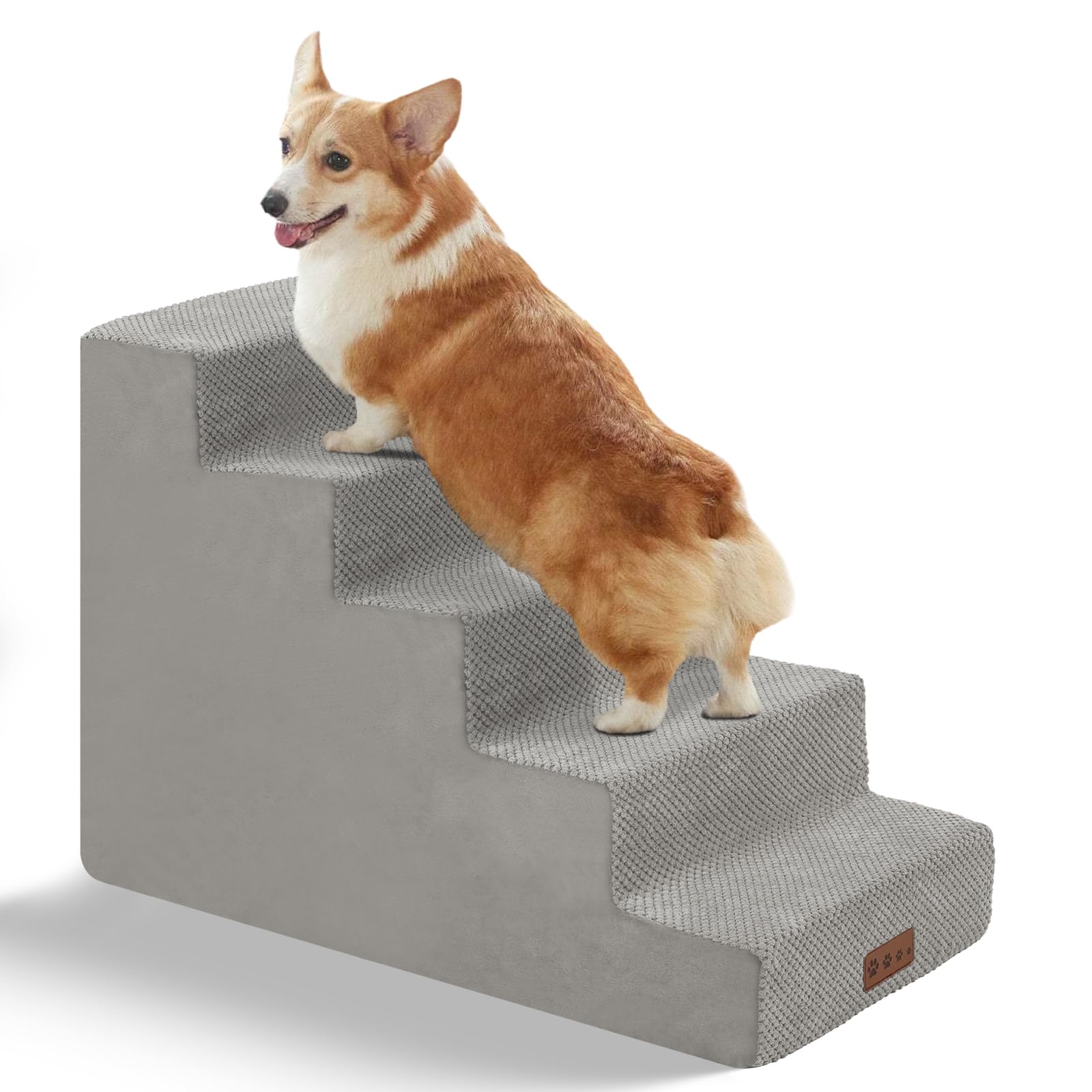 Ggib Dog Stairs For Small Dogs And Cats - Non-Slip Steps For High Bed, Sofa, Couch - Pet Ramp With Removable Washable Cover, Lig