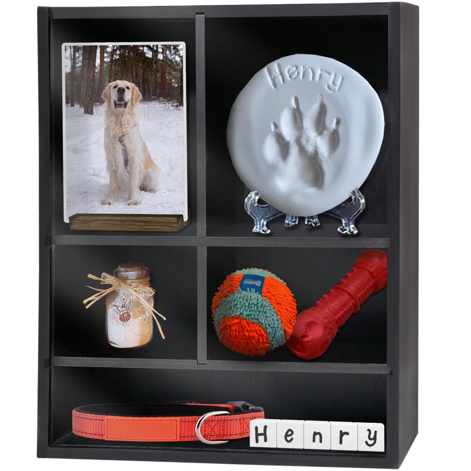 Sofunii Pet Memorial Shadow Box With Shelves For Dogs Or Cats,11*14'' Solid Wood Pet Frame Urn Ashes Display Case For As Loss Pe