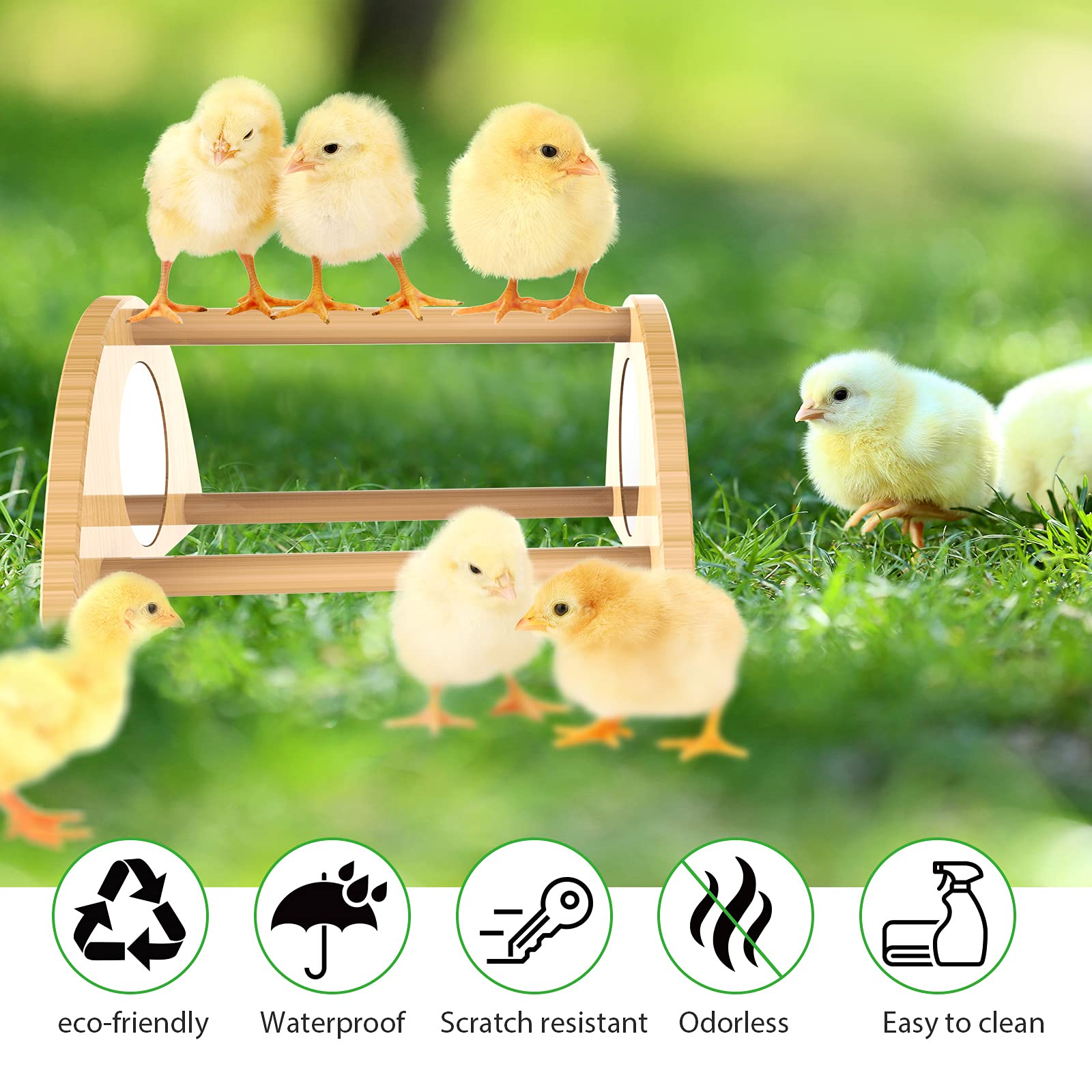 Ensayeer Mini Chick Perch With Mirror, Strong Bamboo Roosting Bar For Coop And Brooder, Training Perch For Baby Chicks, El Pollitos, La Pollita, Easy To Assemble And Clean, Fun Toys For Chick