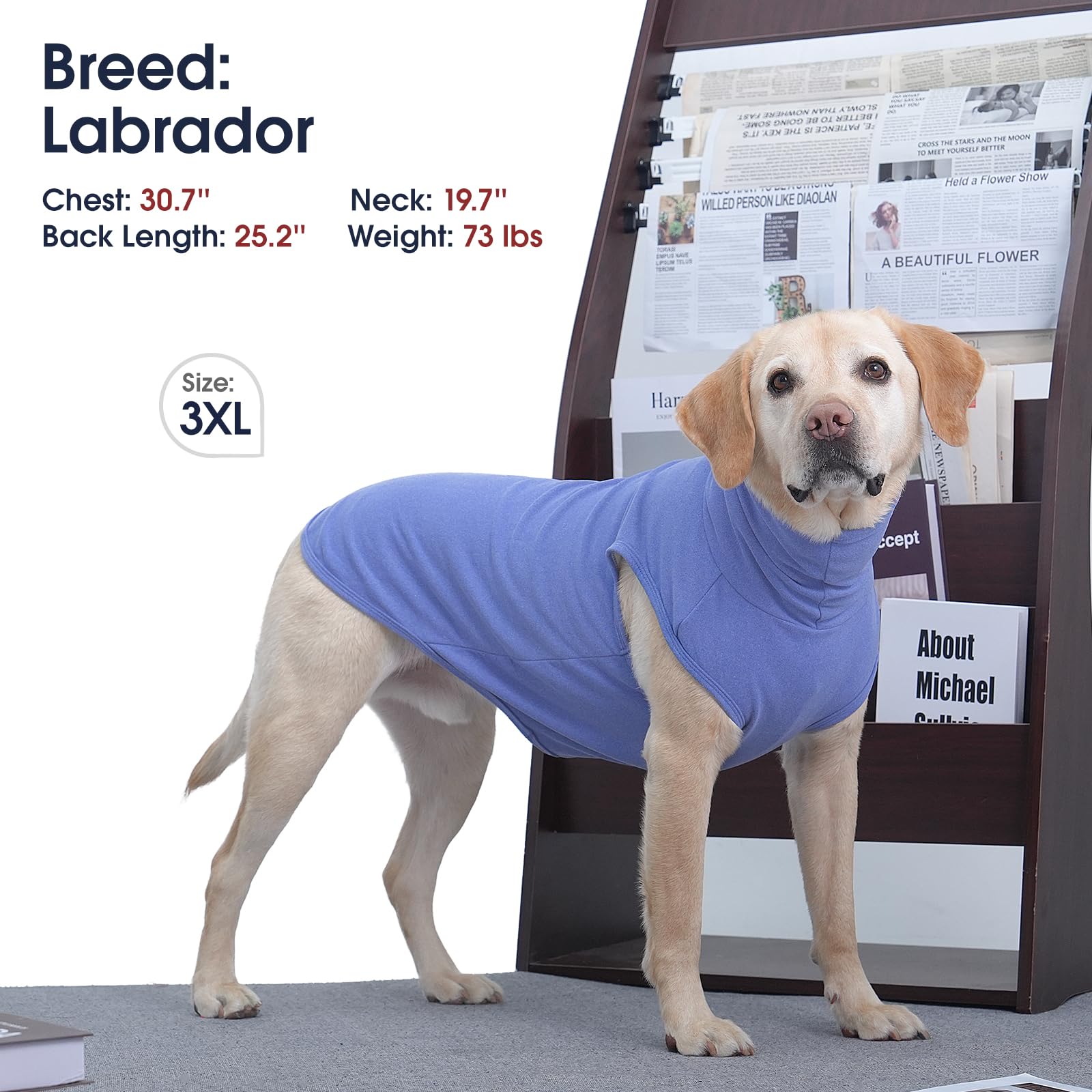 IECOii XXXL Dog Sweater,Stretch Fleece Vest Dog Sweater - Blue,XXX-Large,Christmas Dog Sweater Dog Winter Clothes,Pullover Dog P