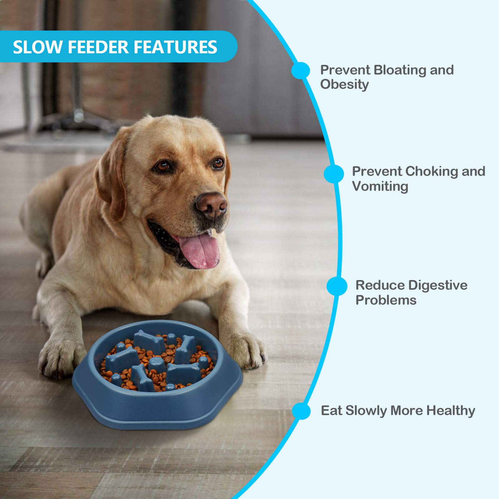 UPSKY 2PCS Slow Feeder Dog Bowl Anti-Chocking Slower Feeding Dog Puzzle Bowls, Interactive Bloat Stop Dogs Food Bowl Dishes Non-
