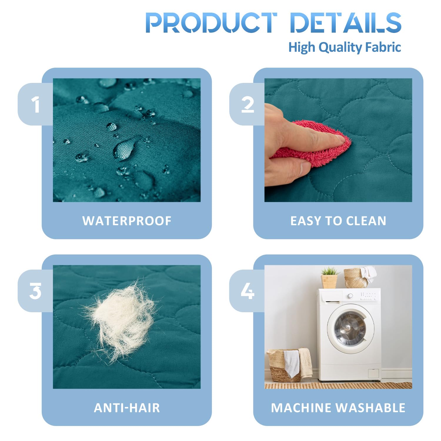 Chhkon Dog Bed Covers Replacement Washable Waterproof Pet Puppy Bed Cover For Dog(Peacock Blue,41X29X6 Inch)