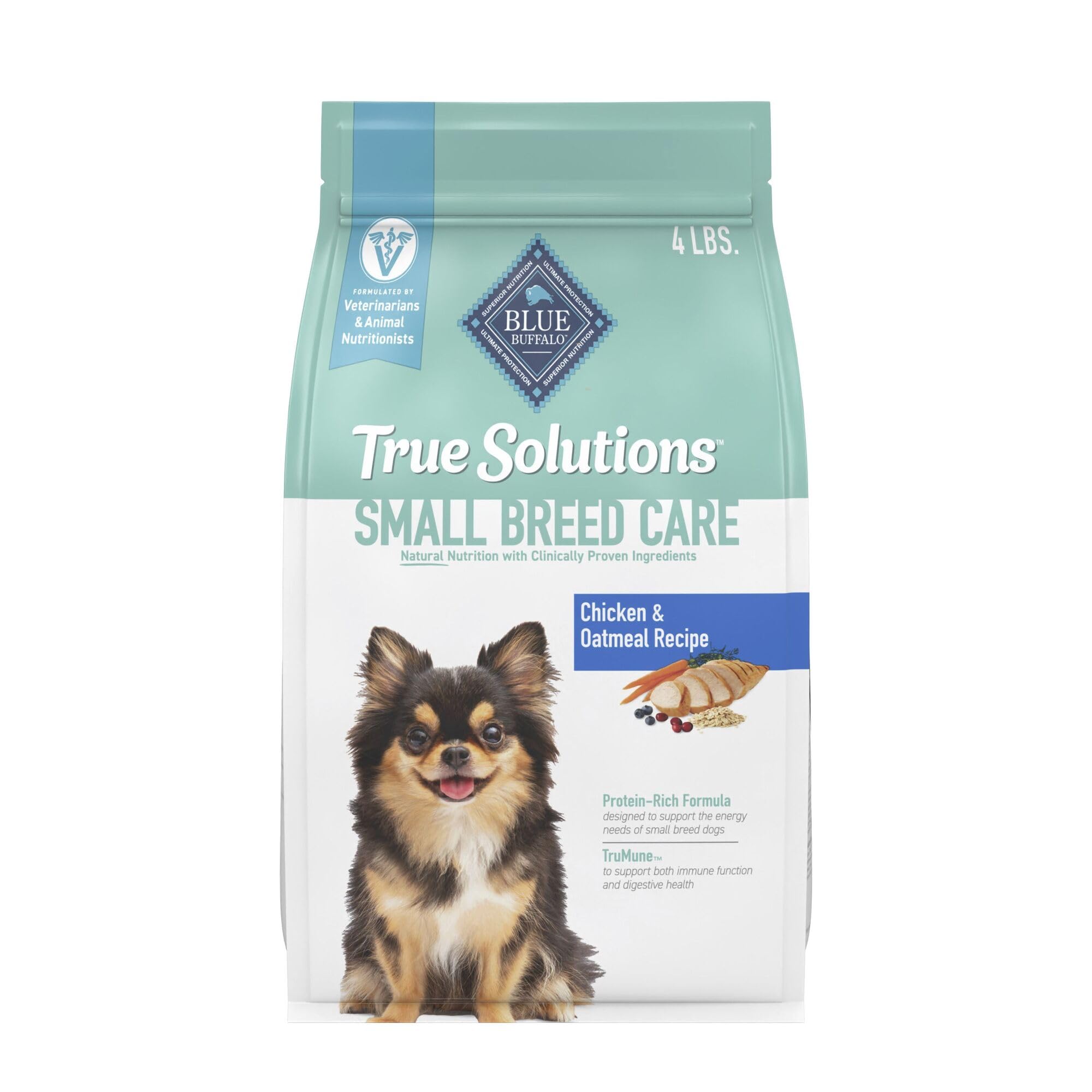 Blue Buffalo True Solutions Small Breed Care Natural Dry Dog Food for Adult Small Breed Dogs, Chicken, 4-lb. Bag