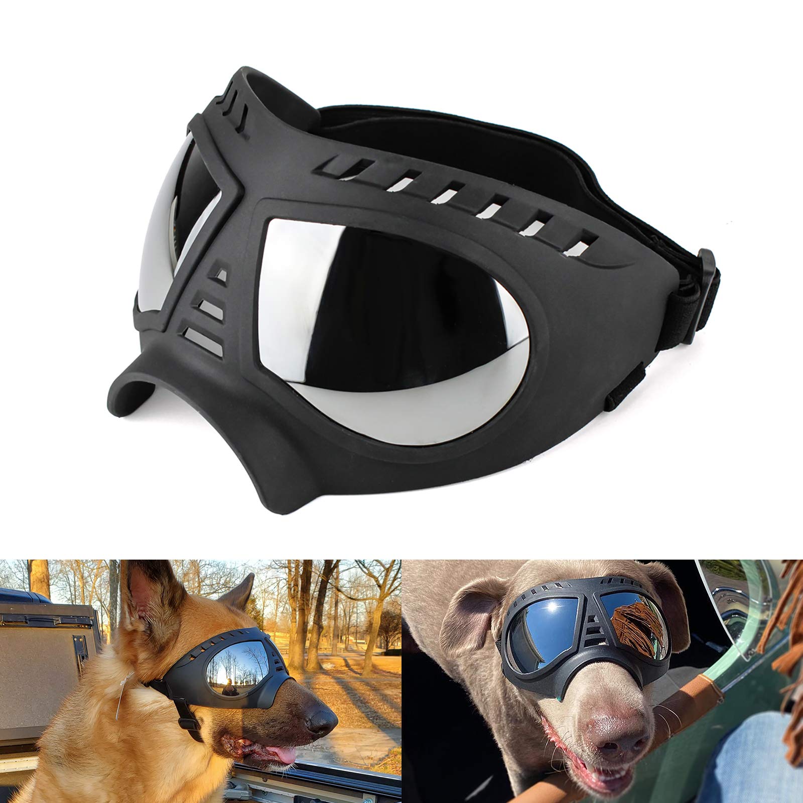 Namsan Dog Goggles for Large Dogs, Wide Snout, Soft Frame, Anti-UV Tactical Dog Sunglasses Medium to Large Breed, Summer Driving