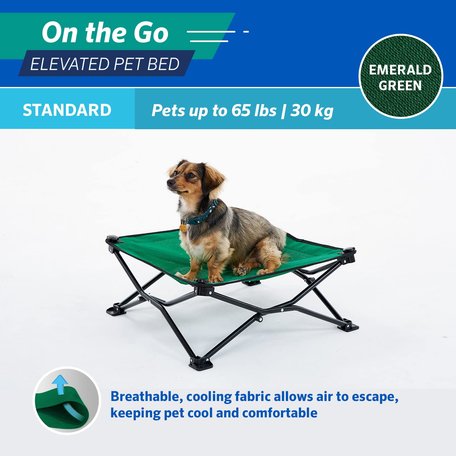 On The Go Pet Bed - Emerald Green - Standard (24'' X 24'')