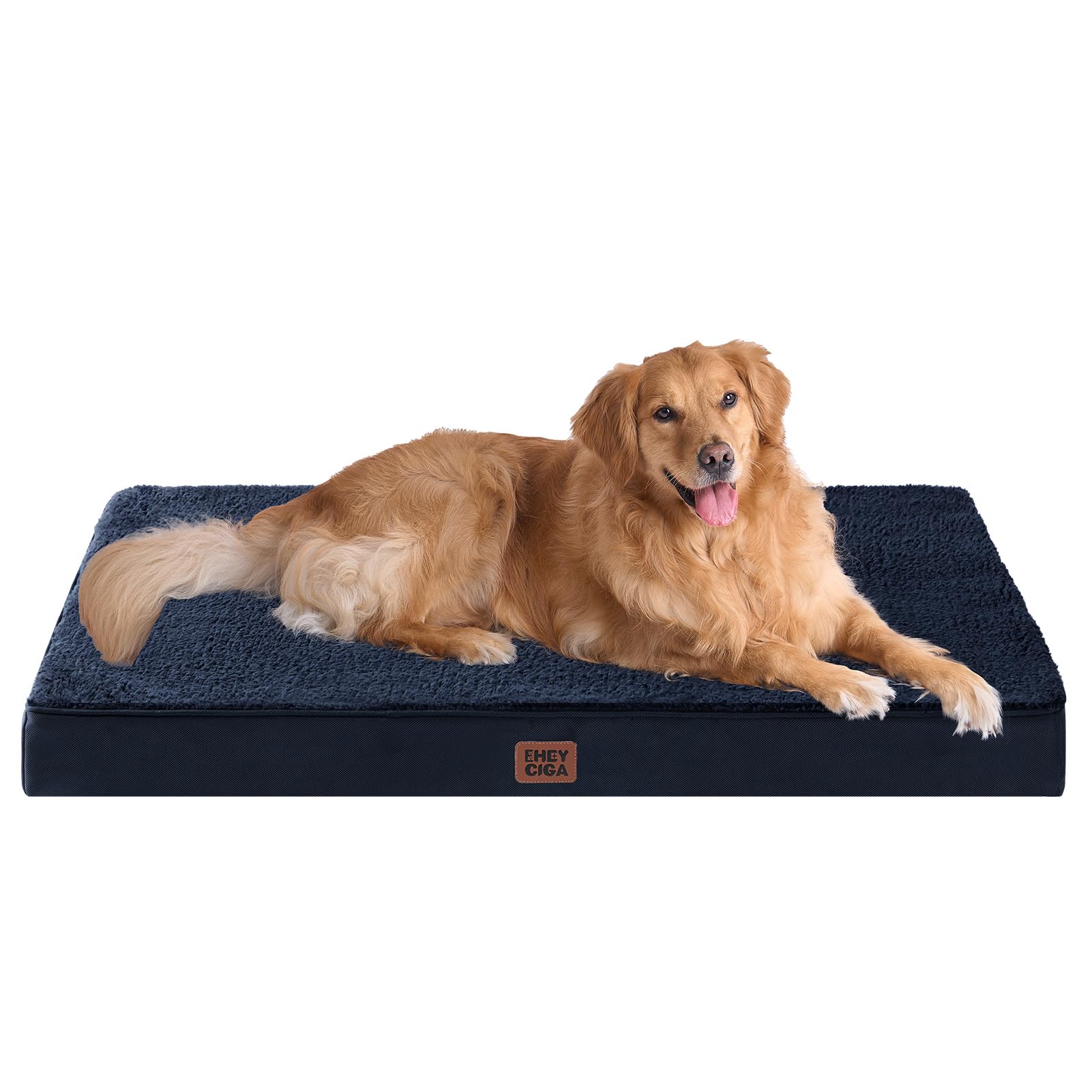 Eheyciga Orthopedic Xl Dog Beds For Extra Large Dogs With Removable Washable Cover For Crate, Navy, 41X27
