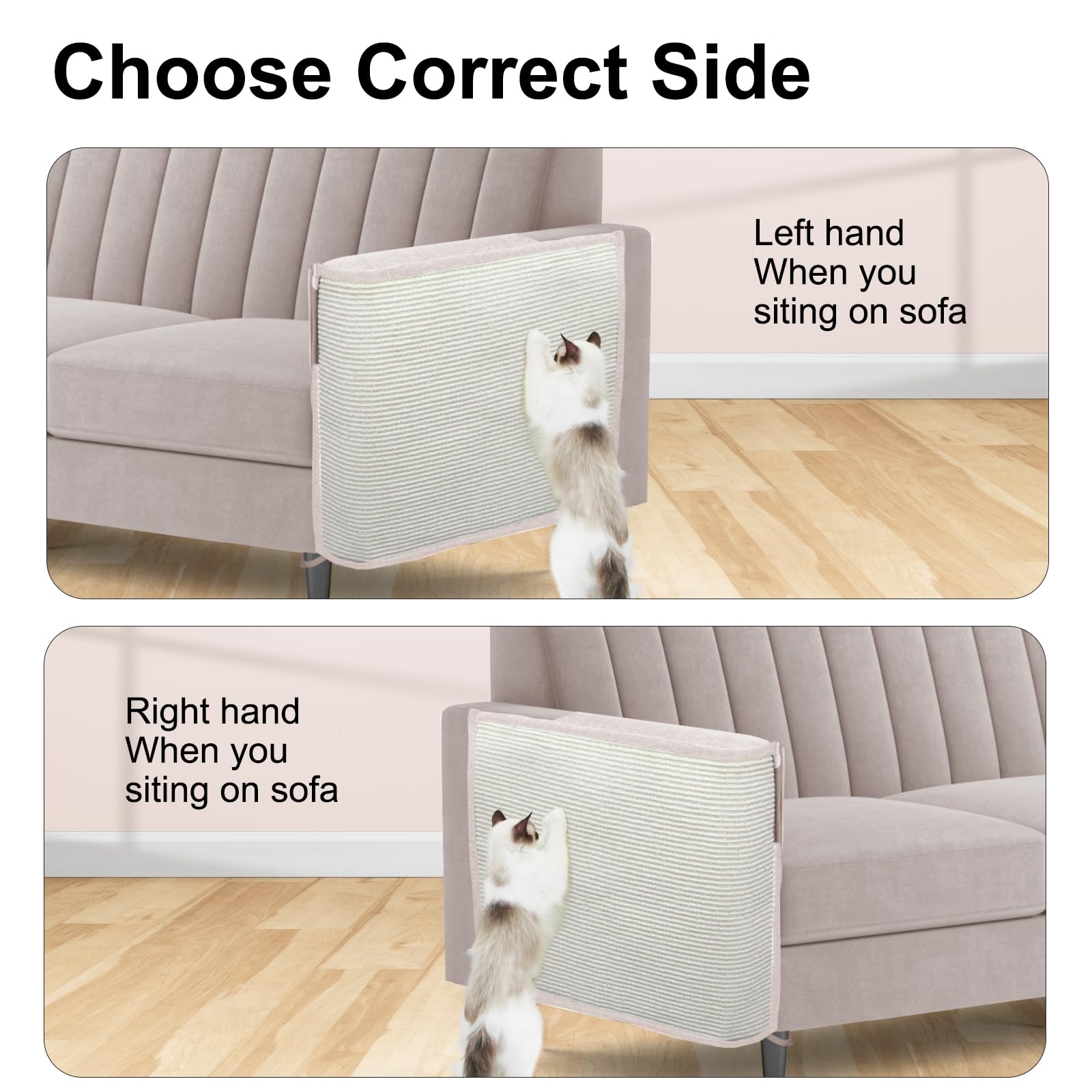 Oroonoko Cat Scratch Sofa Protector,27.6L*19.6Winch Cat Scratch Furniture Protector Pad,Cat Scratch Couch Arm Sheild With Natura