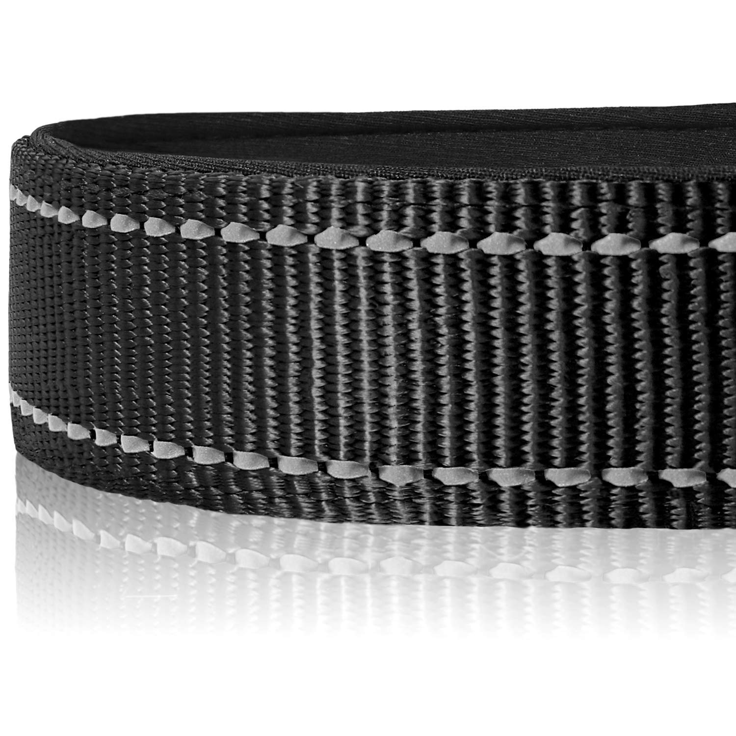Joytale Reflective Dog Collar,Soft Neoprene Padded Breathable Nylon Pet Collar Adjustable For Medium Dogs,Black,M