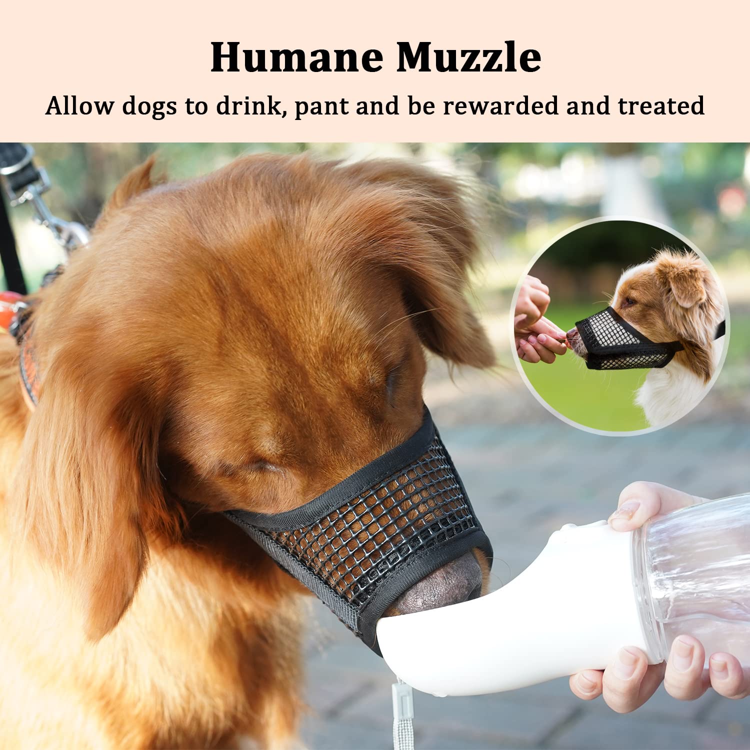 Mayerzon Dog Muzzle, Soft Mesh Muzzles For Small Medium Large Dogs Chihuahua Poodle Husky Labrador Retriever, Breathable Dog Mouth Guard For Biting Chewing Grooming, Allow Panting Drinking(M, Black)