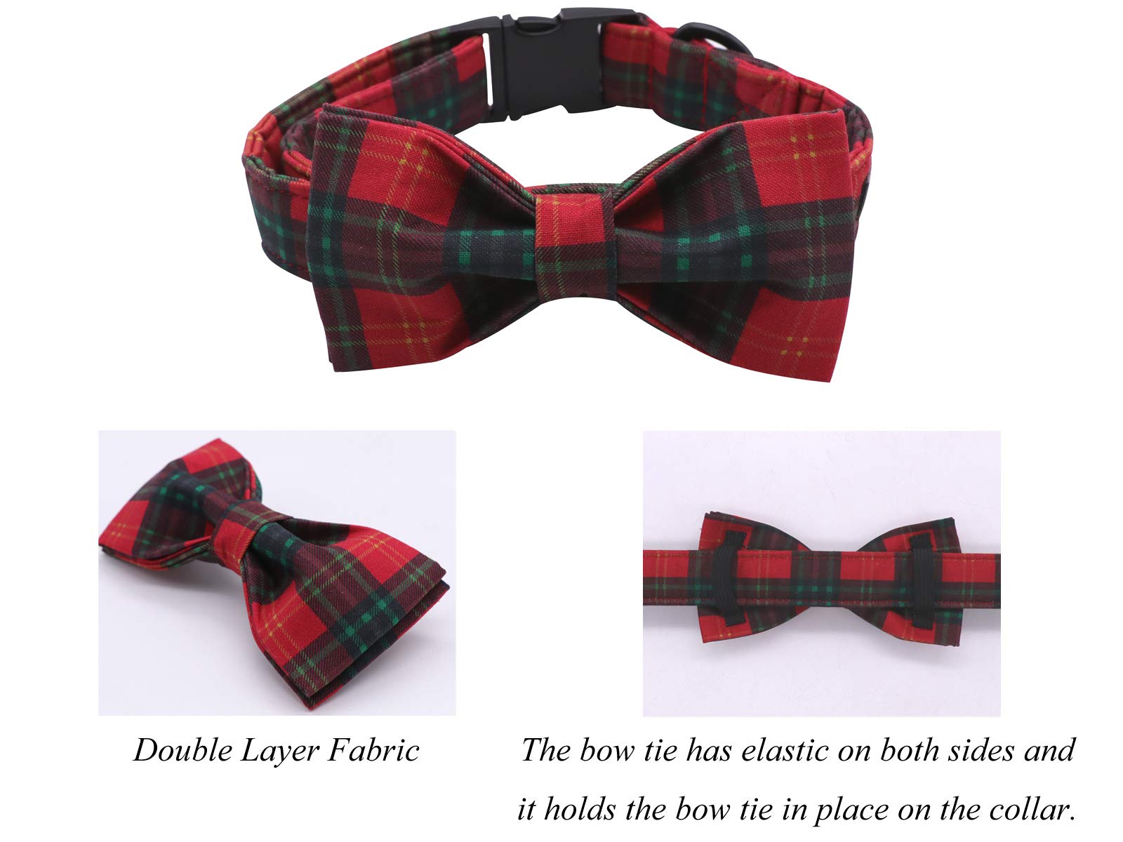 Lionet Paws Christmas Dog And Cat Collar With Bowtie,Soft And Comfortable,Adjustable Collar