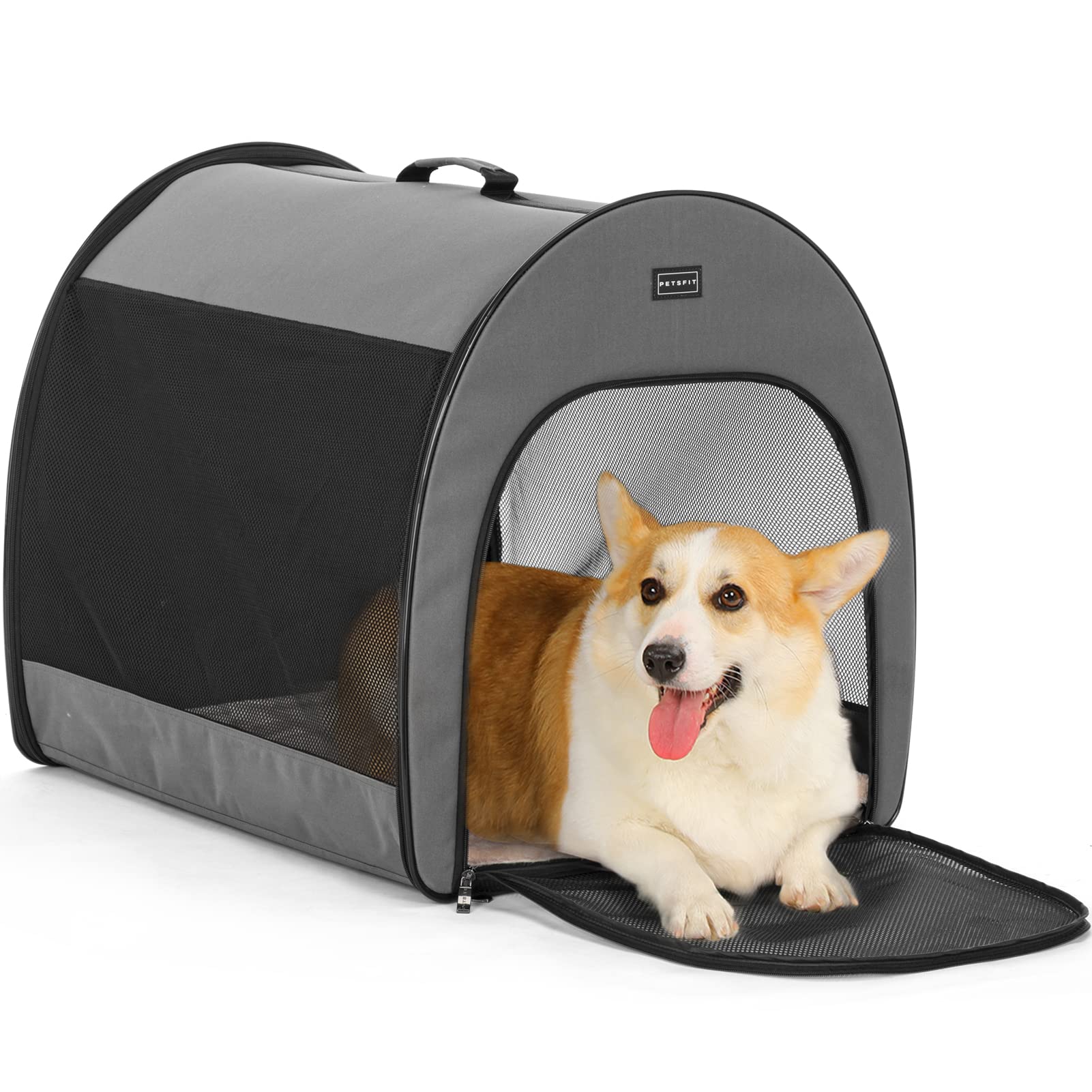 Petsfit Soft Dog Crate, Arch Design Indoor Dog Kennel Outdoor/Indoor Use, Collapsible Portable Dog Crate 19' Lx26 Wx20 H, Grey