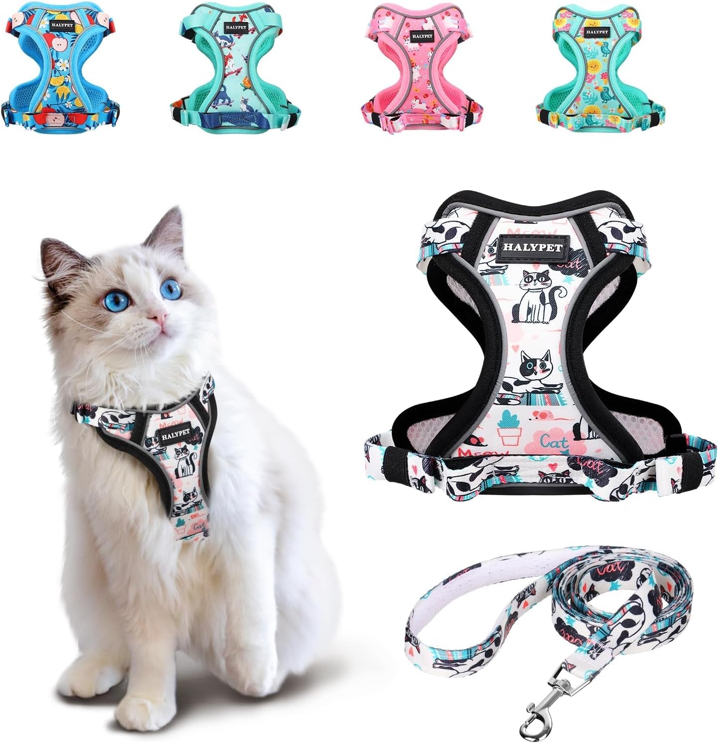 Cat Harness and Leash Set Escape Proof Reflective Adjustable Vest