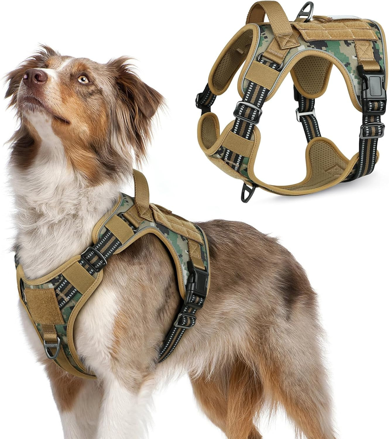 No-Pull Tactical Dog Harness MOLLE Vest for Medium & Large Dogs